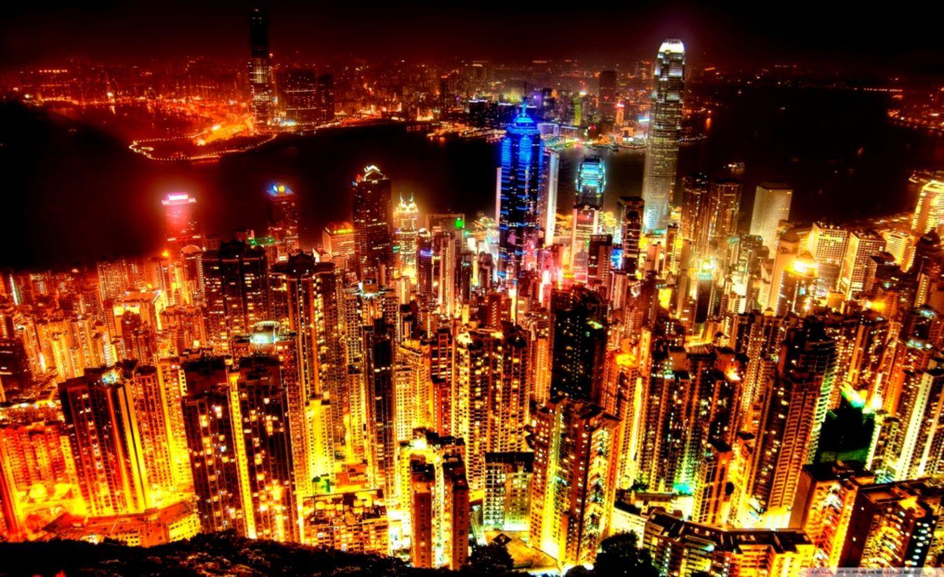 1368x837 City Lights Desktop Wallpaper