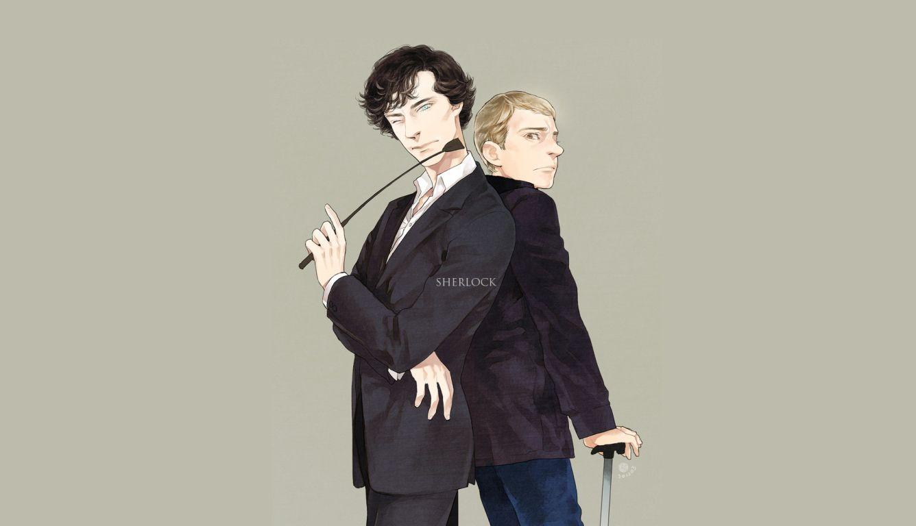 1336x768 Sherlock Anime Art HD Laptop Wallpaper, HD TV Series 4K