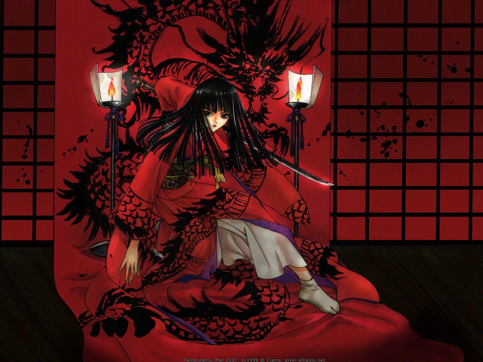 1600x1200 arashi clamp red sword weapon x. konachan.