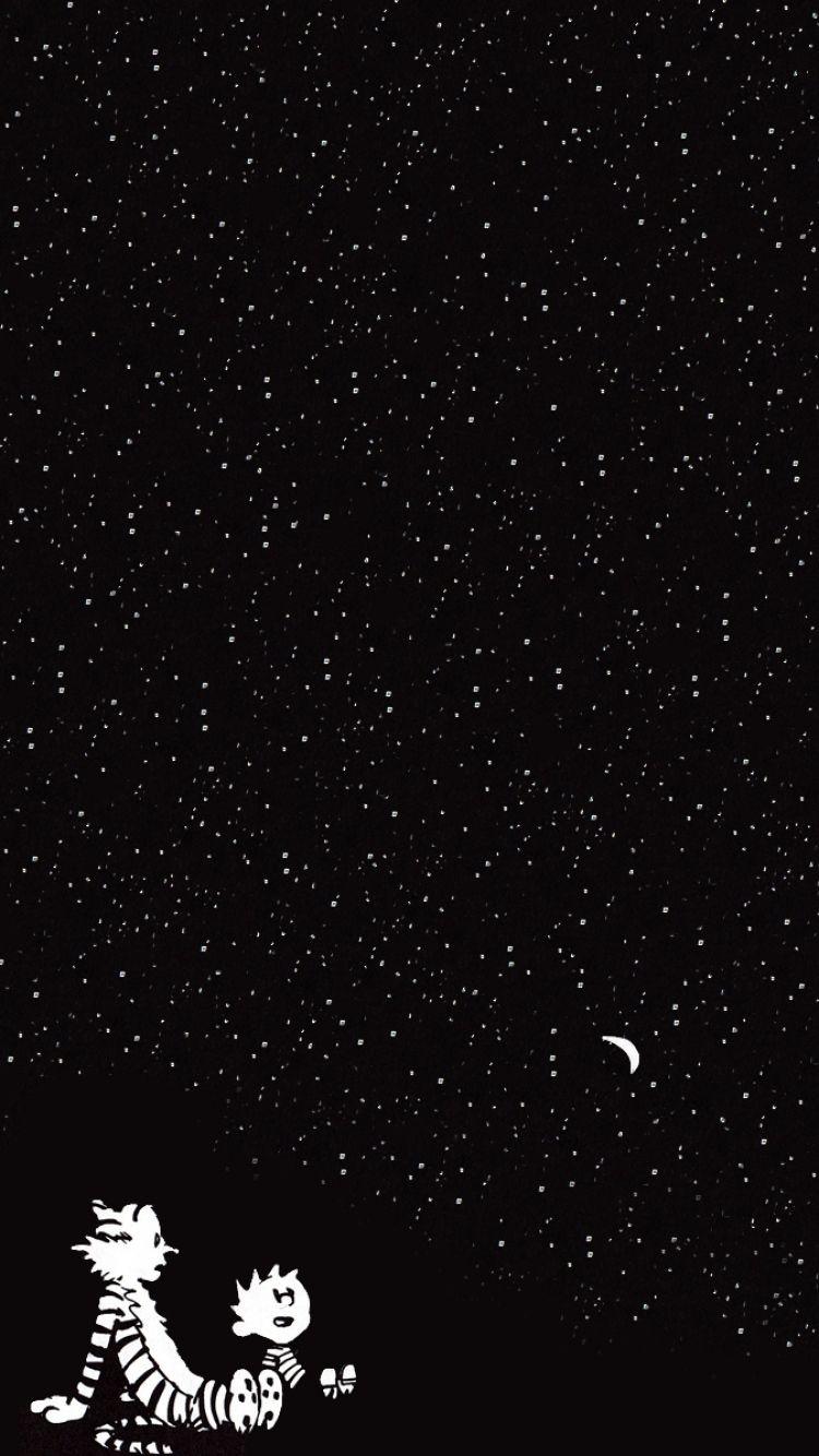 750x1334 calvin and hobbes starry » homescreen for iPhone 6 from « Cartoon