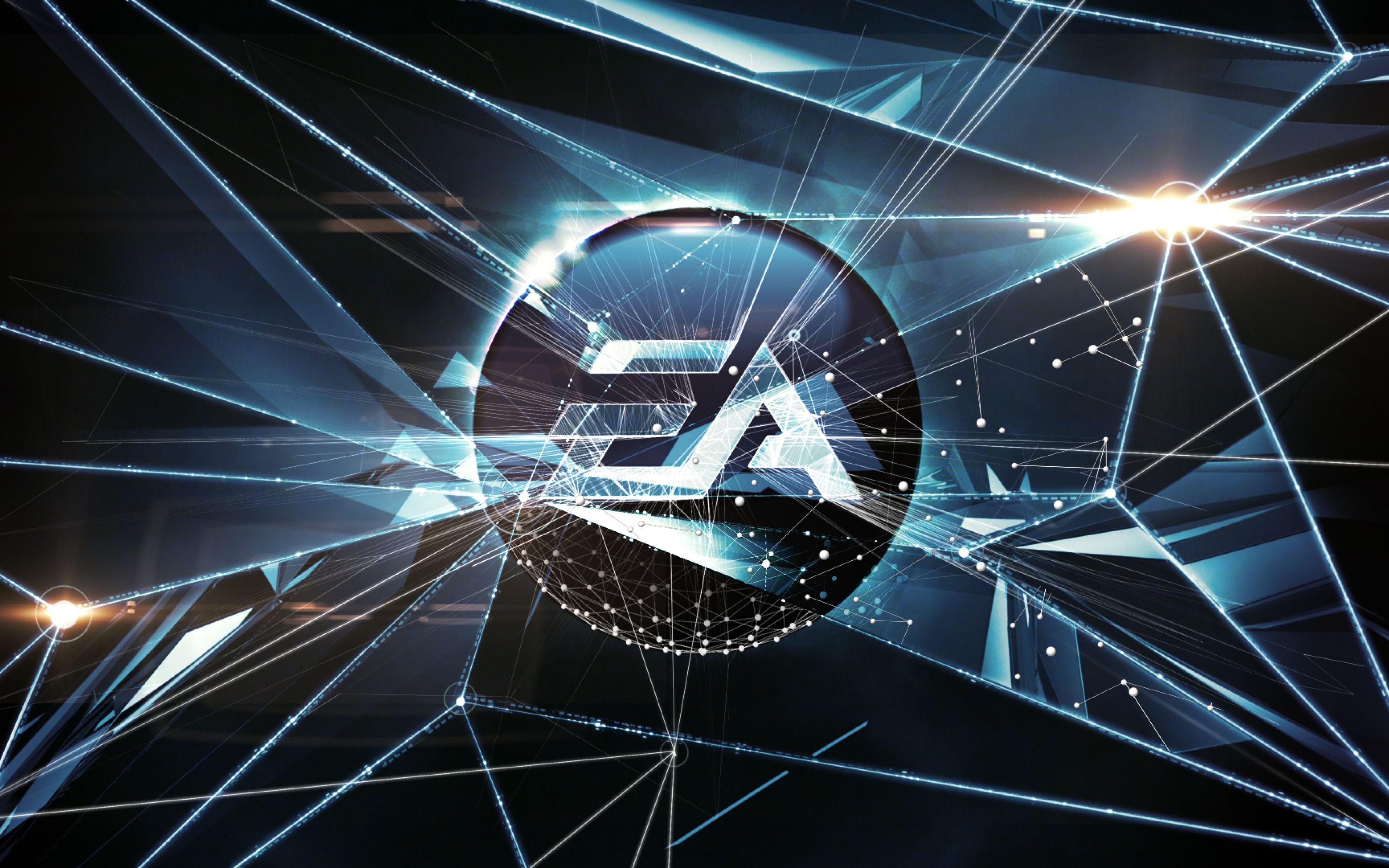 3840x2400 HD Background Electronic Arts Logo Crystal Glass Shattered Art