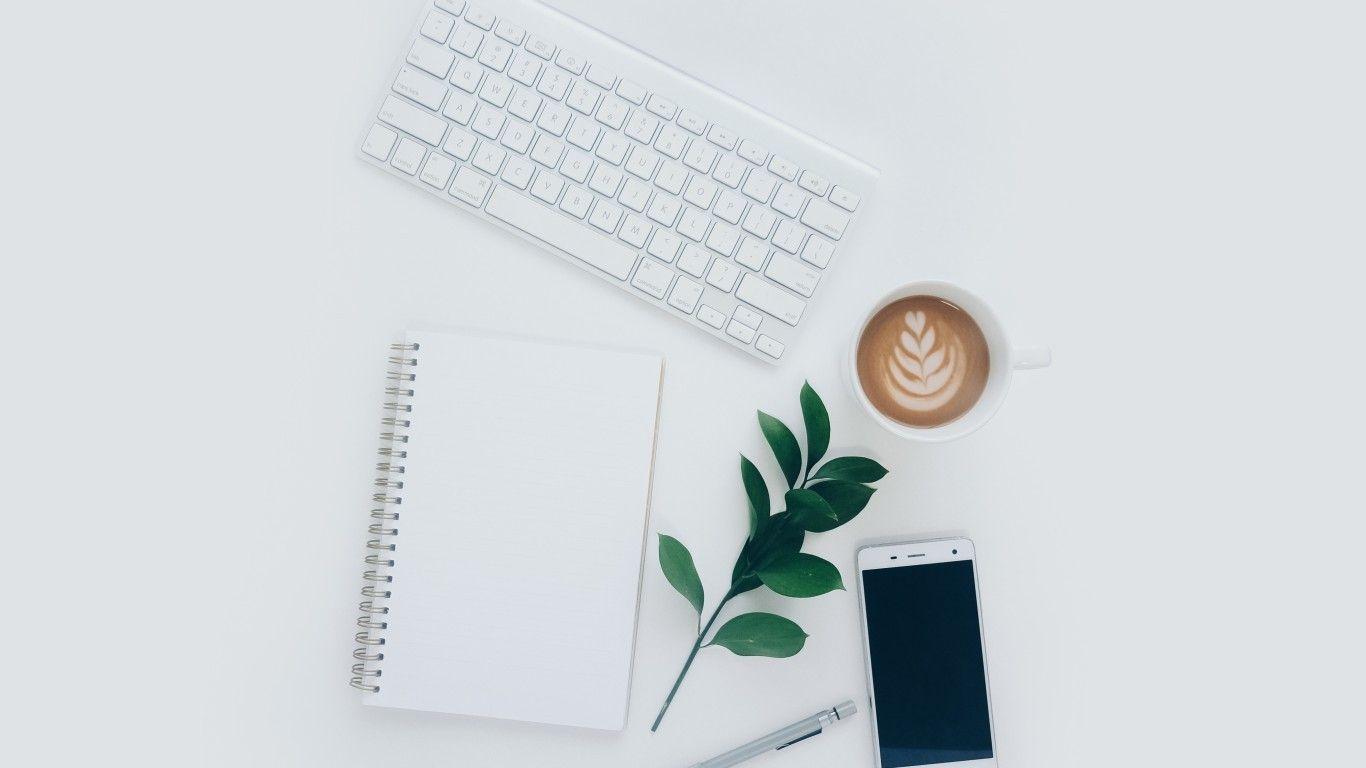 1366x768 Download 1366x768 Coffee, Smartphone, Drinks, Keyboard, Notebook