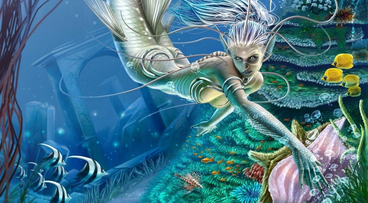 1266x700 Mermaid Underwater world Fish Fantasy wallpaperx1080