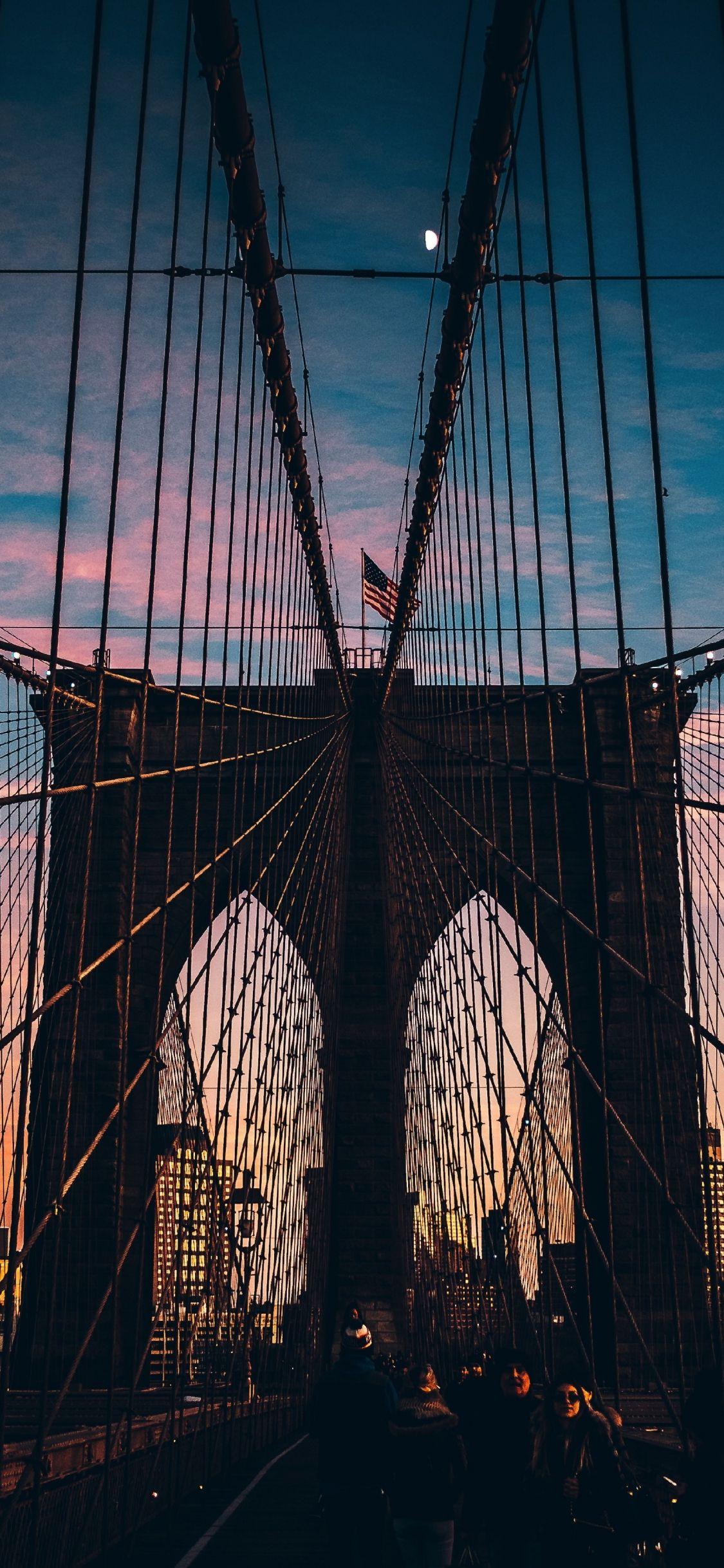1125x2436 Download 1125x2436 wallpaper suspension bridge, architecture