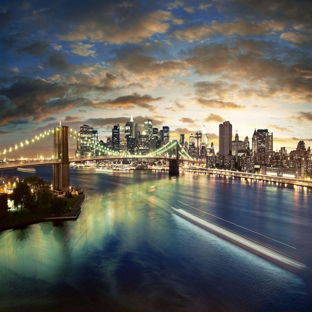 1024x1024 Free download City Brooklyn Bridge iPad Air Wallpaper Download