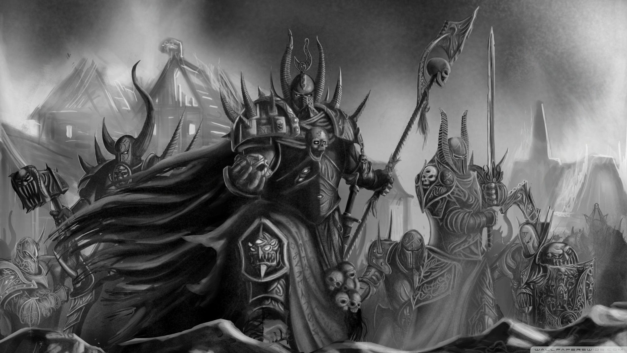 2560x1440 Warhammer 40000 Black and White Art Ultra HD Desktop Background