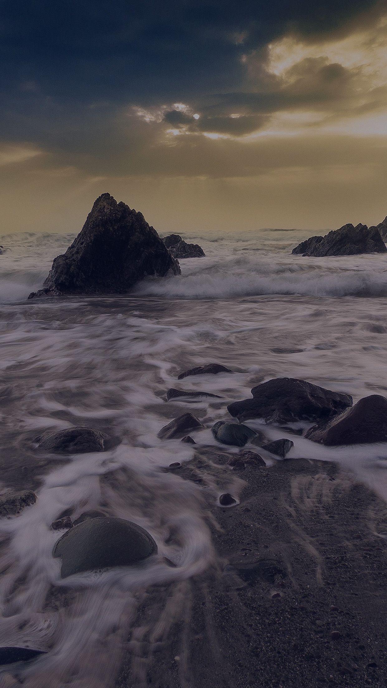 1242x2208 Wave Ocean Beach Dark Owen Walters Nature Android wallpaper