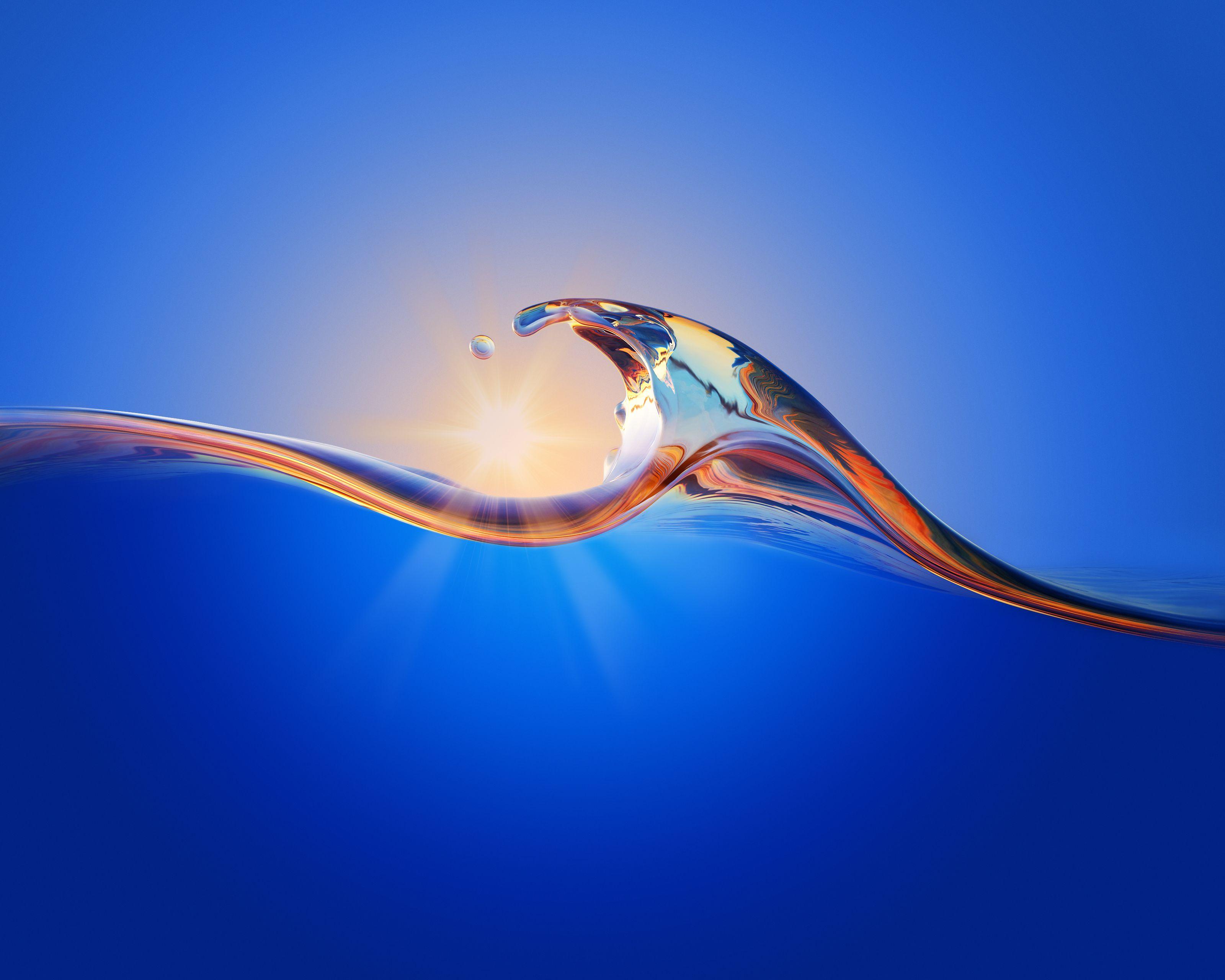 3200x2560 Wallpaper Wave, Blue, Abstract, Huawei MediaPad M Stock, HD