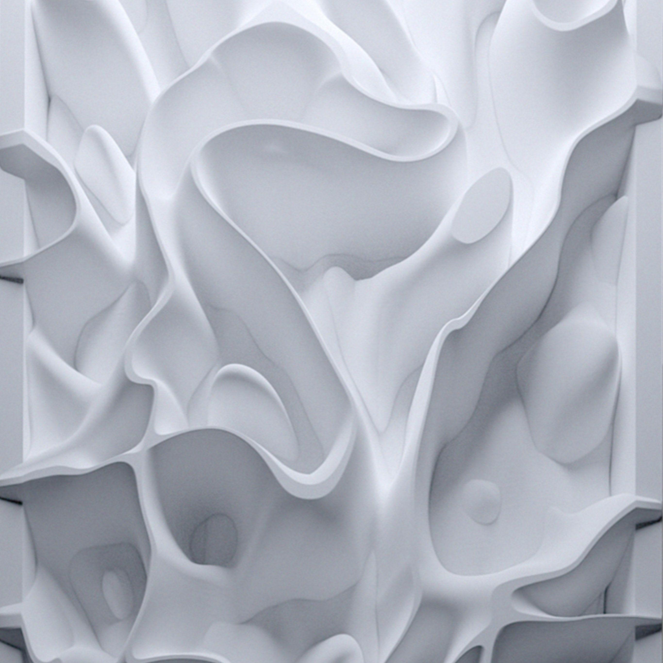 2732x2732 Digital Abstract Wave Curve Art White Pattern Background