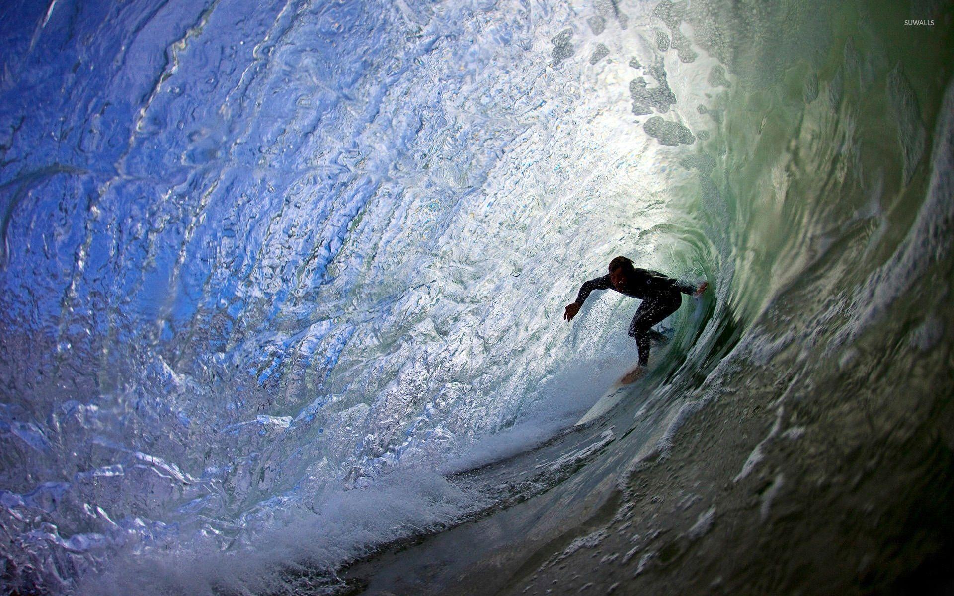 1920x1200 Surfing under the wave wallpaper wallpaper
