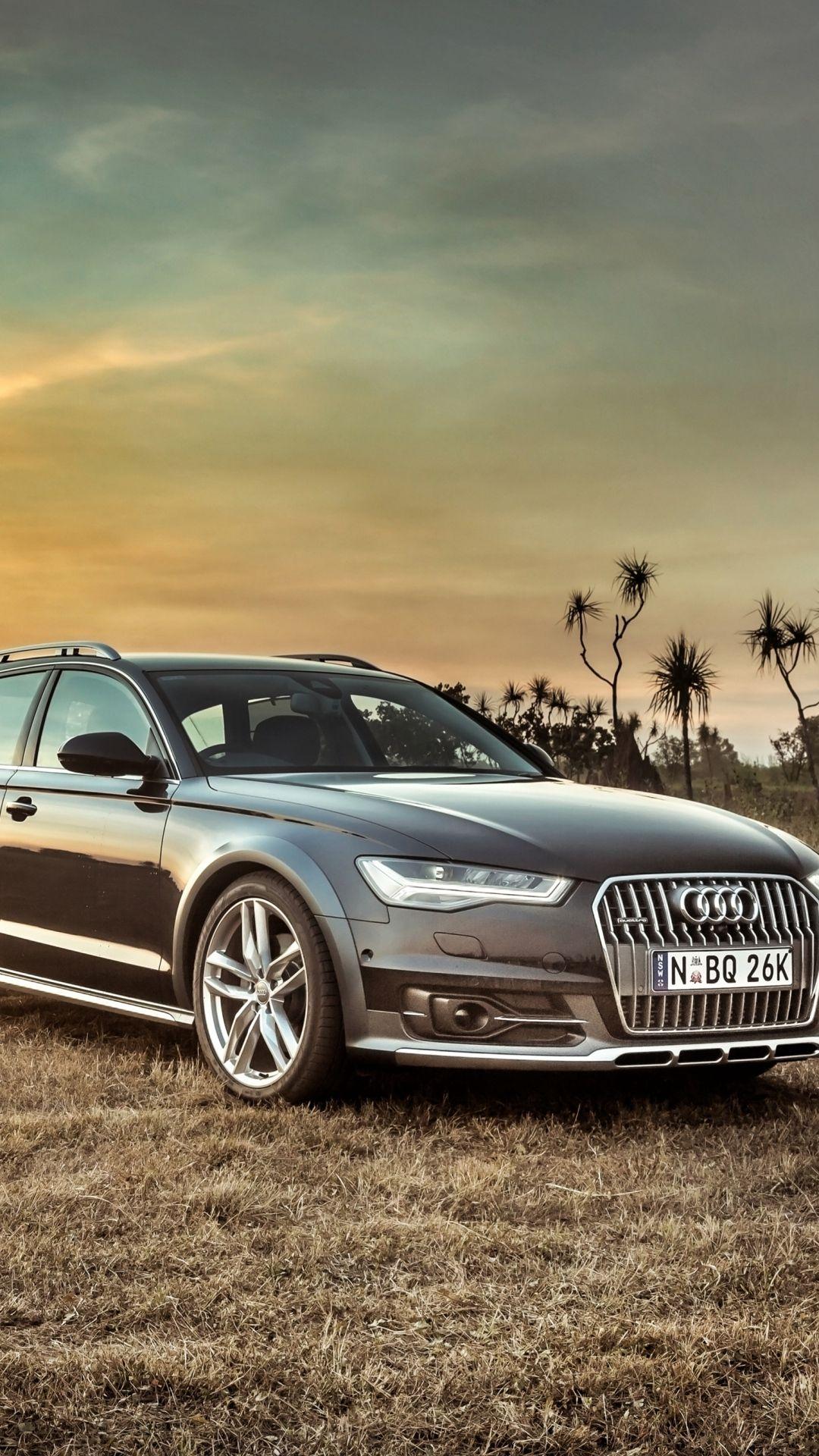 1080x1920 HD Background Audi A6 Allroad Side View Sunset HDR Car Wallpaper