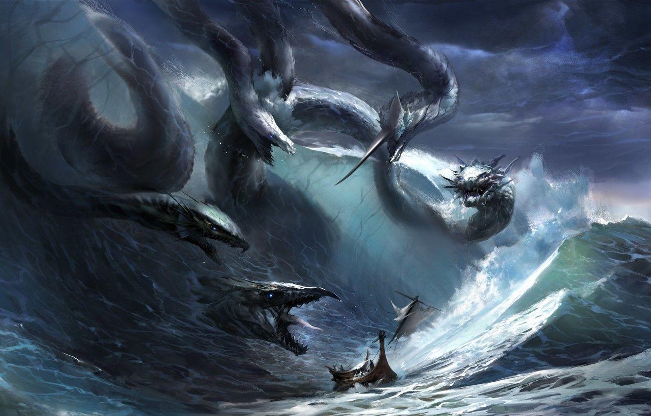 1332x850 Wallpaper wave, storm, fantasy, the ocean, danger, ship