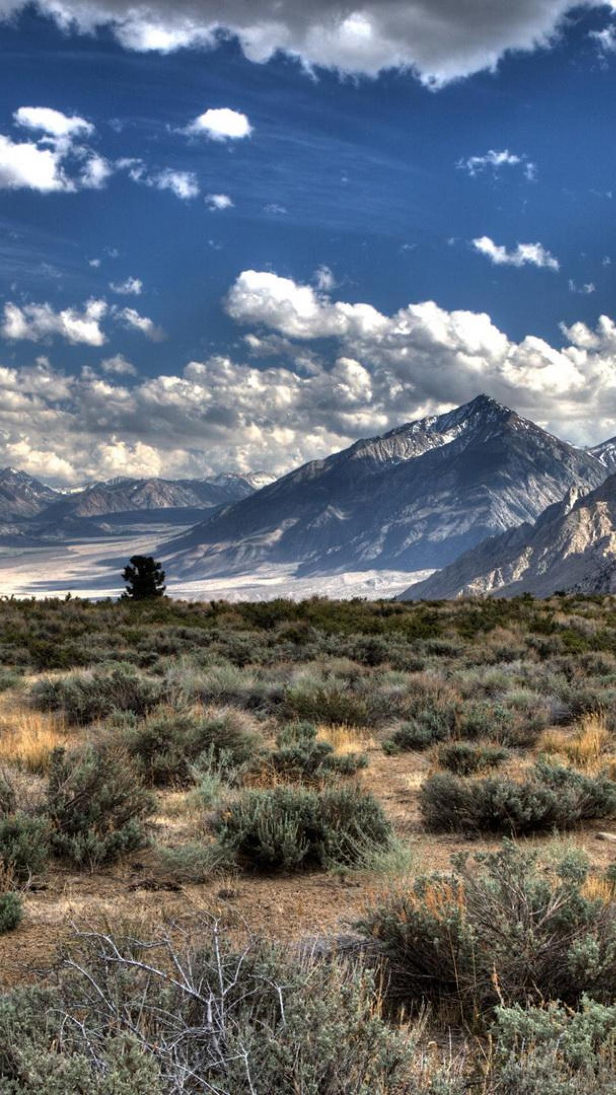 1242x2208 Clouds Hdr Desert Landscape Sierra nevada Nature Hill California