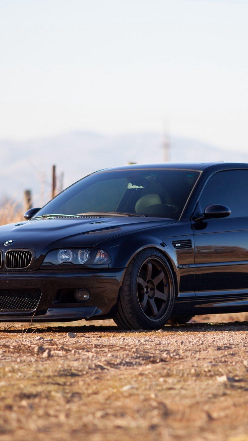 938x1668 Wallpaper Bmw, M E Black, Side View M3 E46 Wallpaper