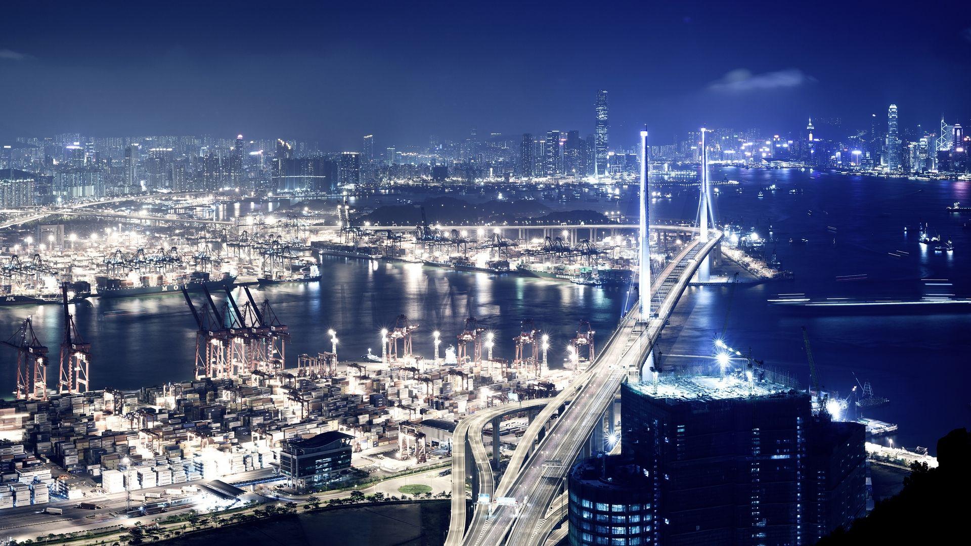 1920x1080 Free download Download Hong Kong City Night View Wallpaper