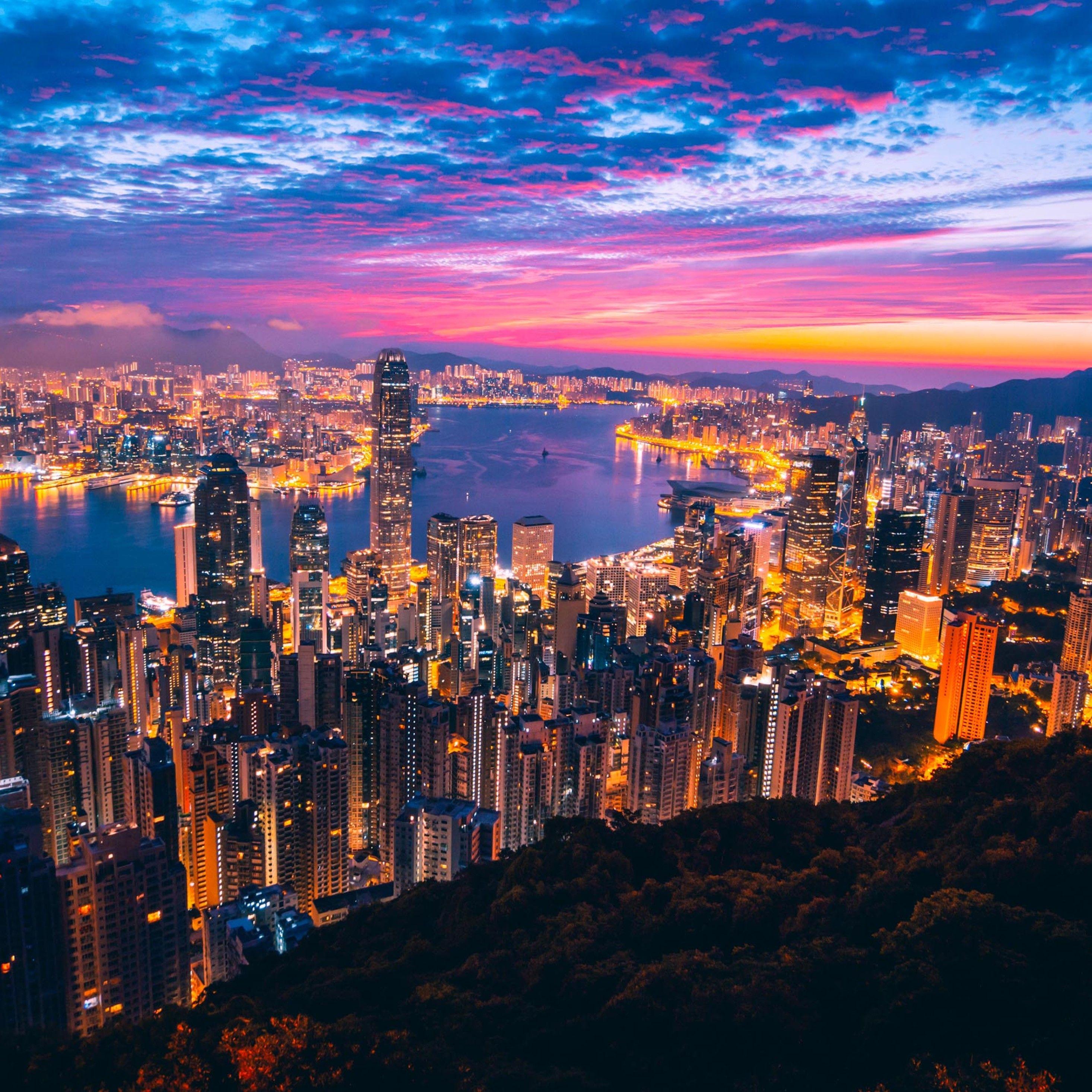 2932x2932 Hong Kong City View Buildings Light Night iPad Pro