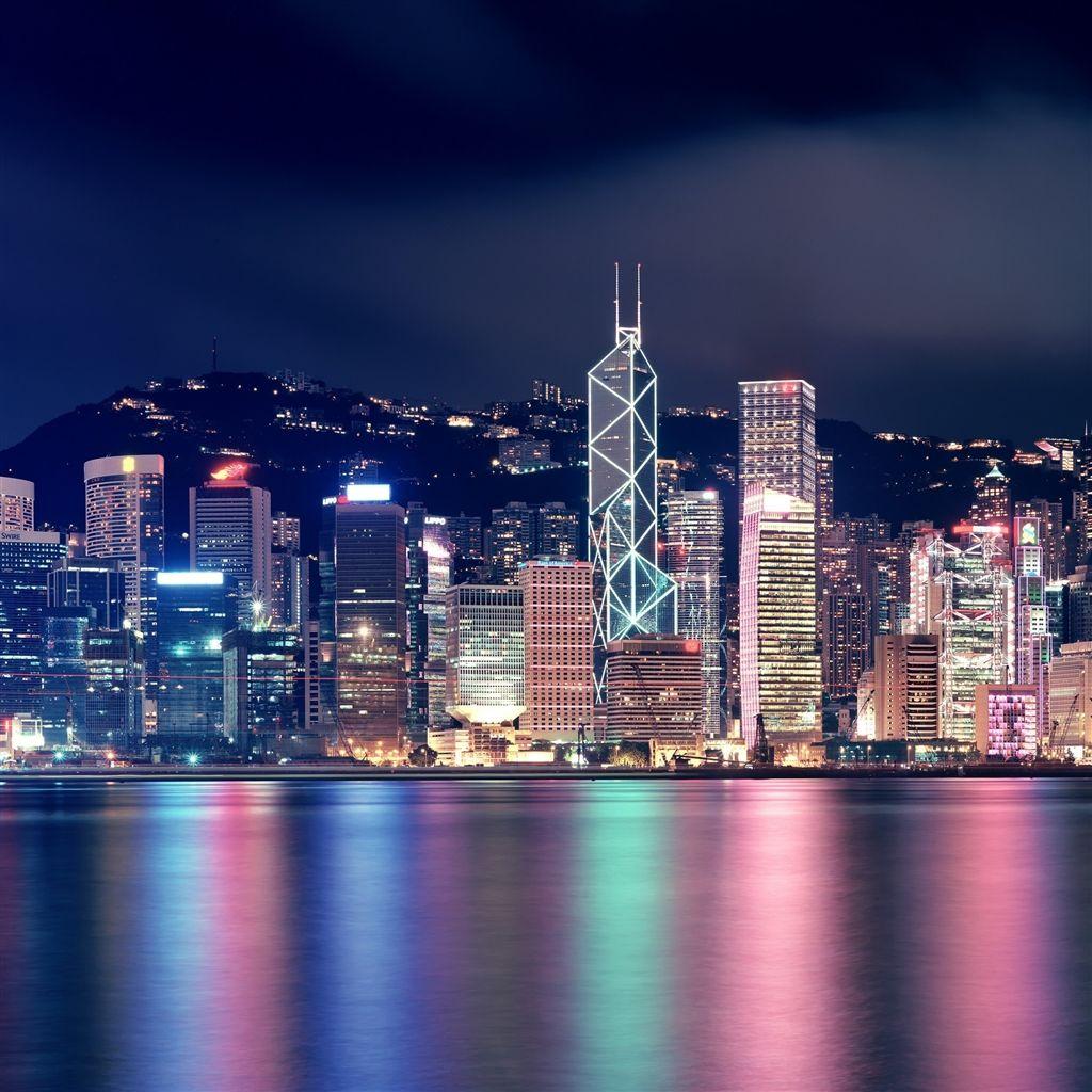 1024x1024 Hong Kong Skyscrapers iPad Air Wallpaper Free Download
