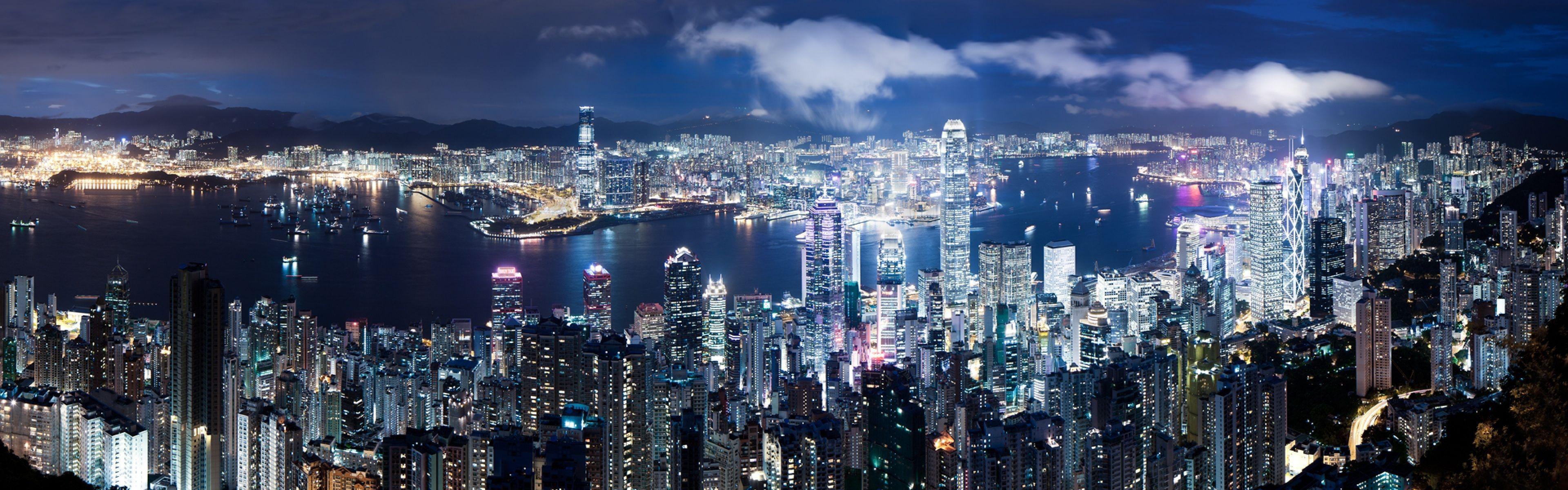 3840x1200 Hong Kong View HDQ Wallpaper, Full HD Background NWN