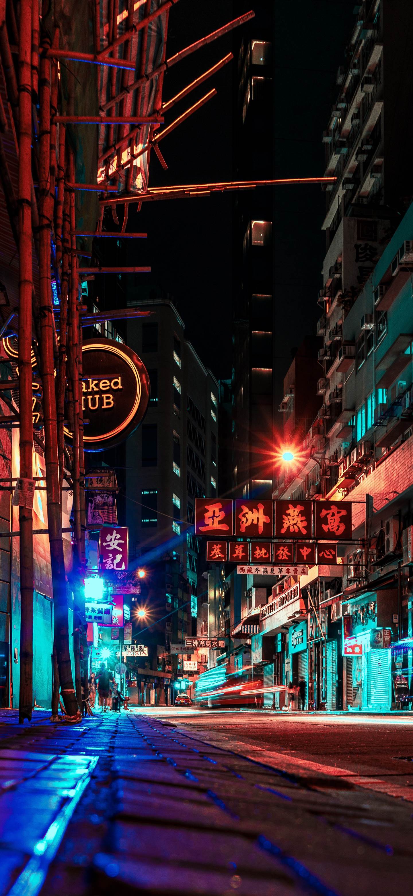 1440x3120 night in Hong Kong Phone Wallpaper Download