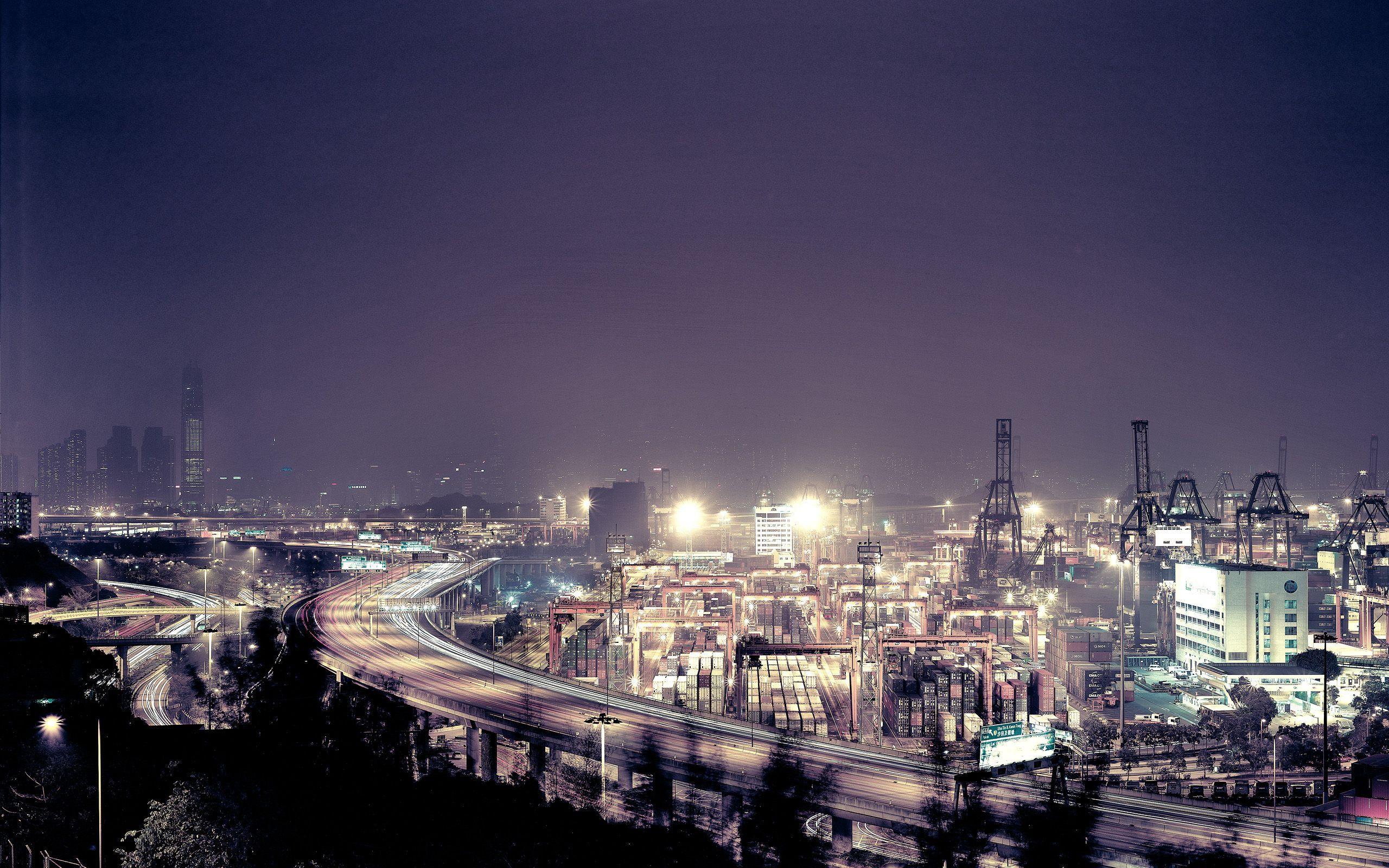 2560x1600 Download wallpaper 2560x1600 hong kong, night, view from above