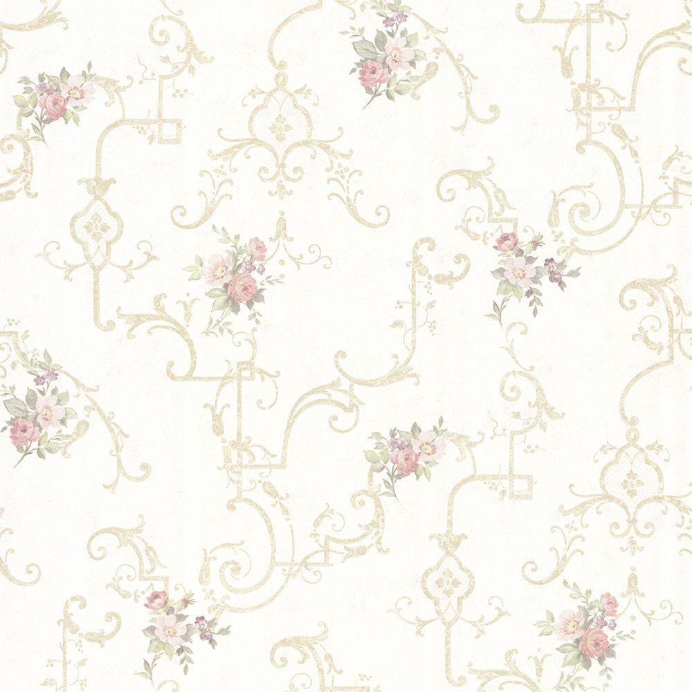 1000x1000 Mirage Lori Light Green Floral Trellis Wallpaper 992 68308