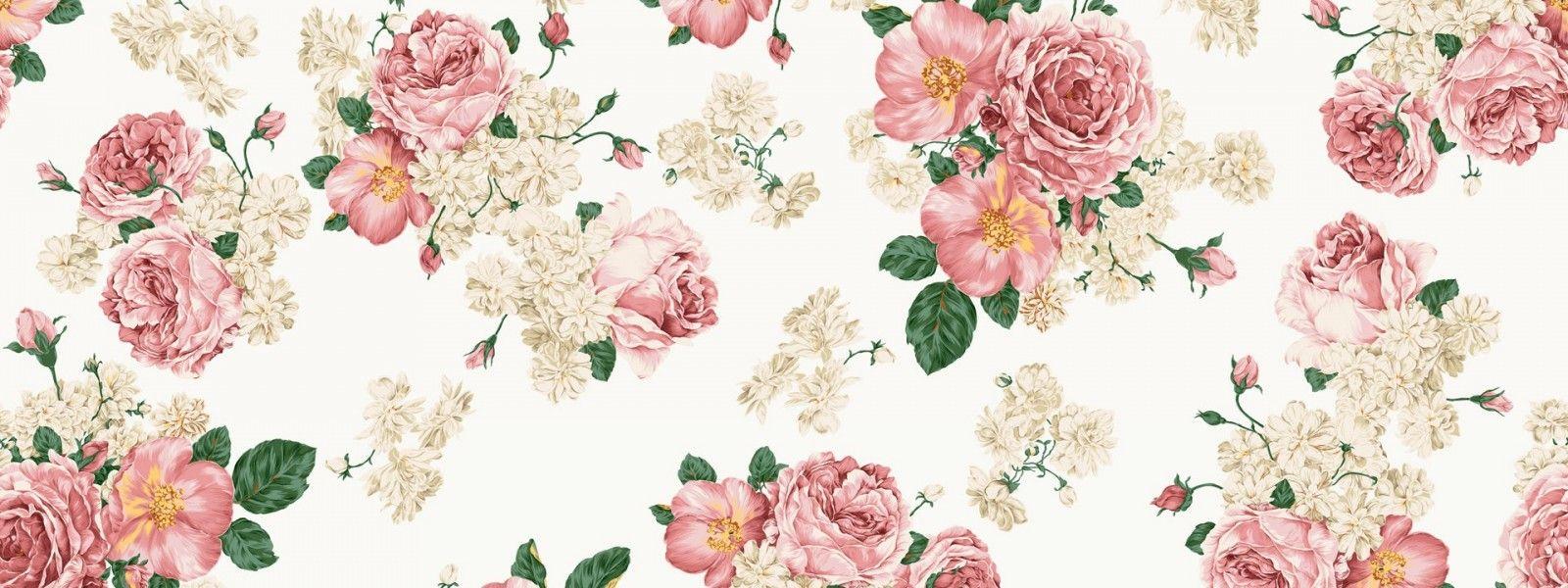 1600x600 Floral Print Wallpaper