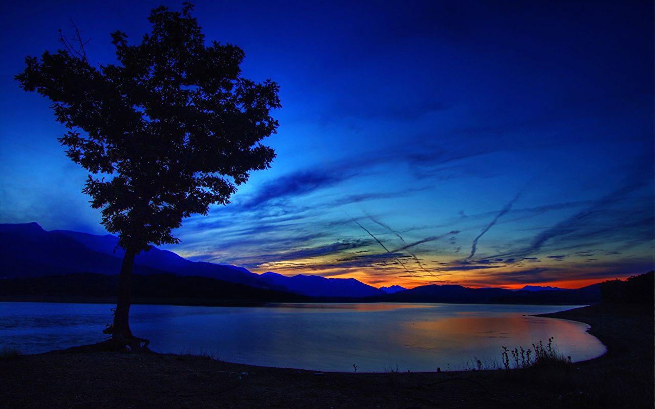 1280x800 Desktop Wallpaper Nature Mountains Sky Lake Night Trees