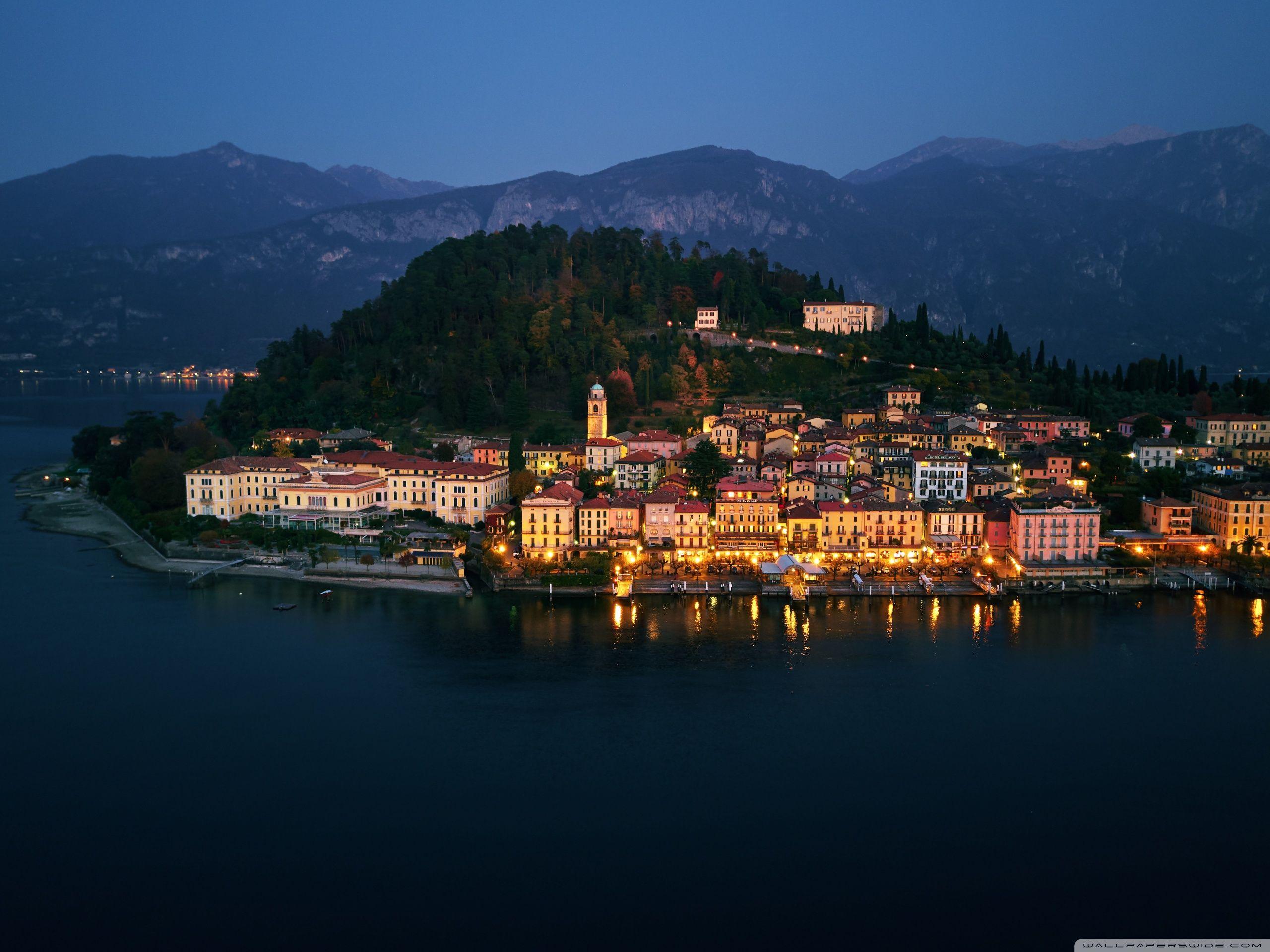 2560x1920 Lake Como, Night, Bellagio, Italy Ultra HD Desktop Background