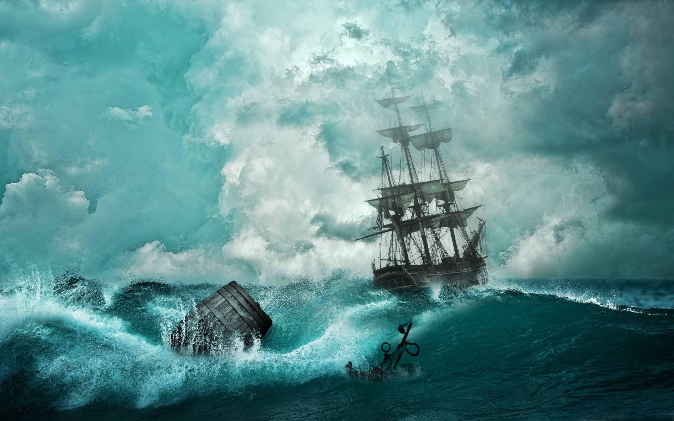 2560x1600 Sailing Ship Storm MacBook Air Wallpaper Download