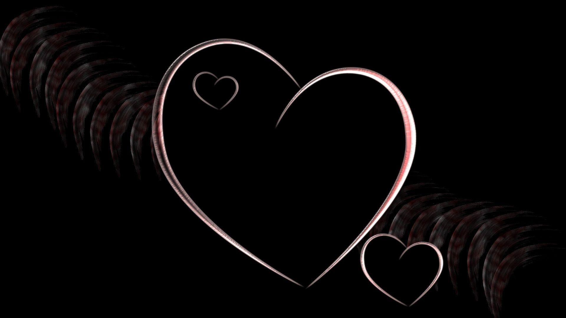 1920x1080 Black and White Hearts Background