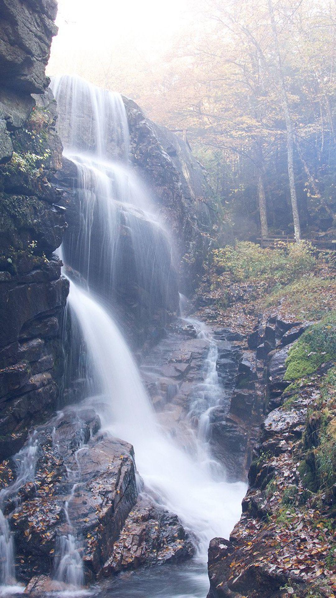 1080x1920 Waterfall Rock Mountain Summer Nature Flare Blue iPhone 8