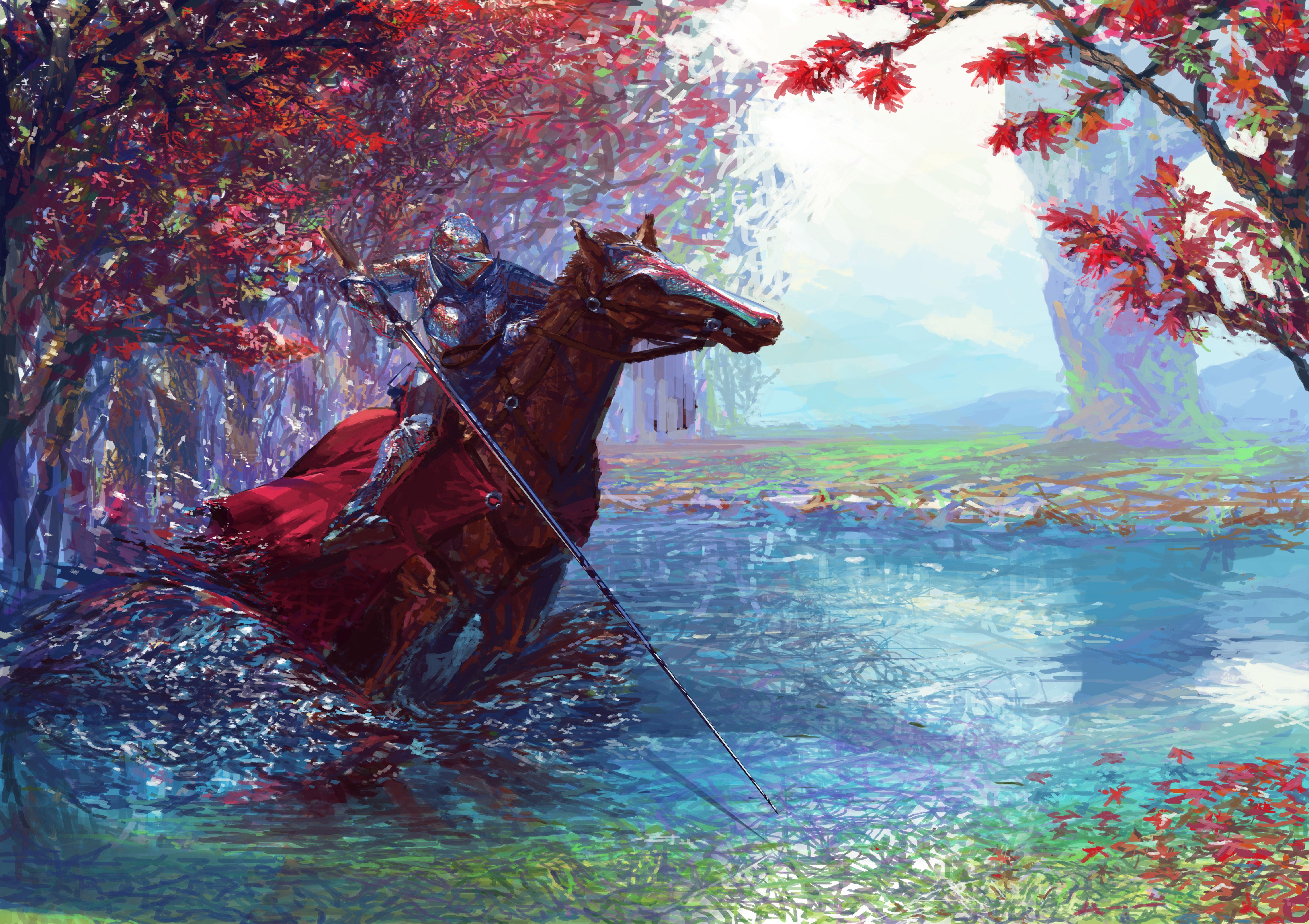 5906x4169 Knight On Horse With Sword 5k, HD Artist, 4k Wallpaper, Image