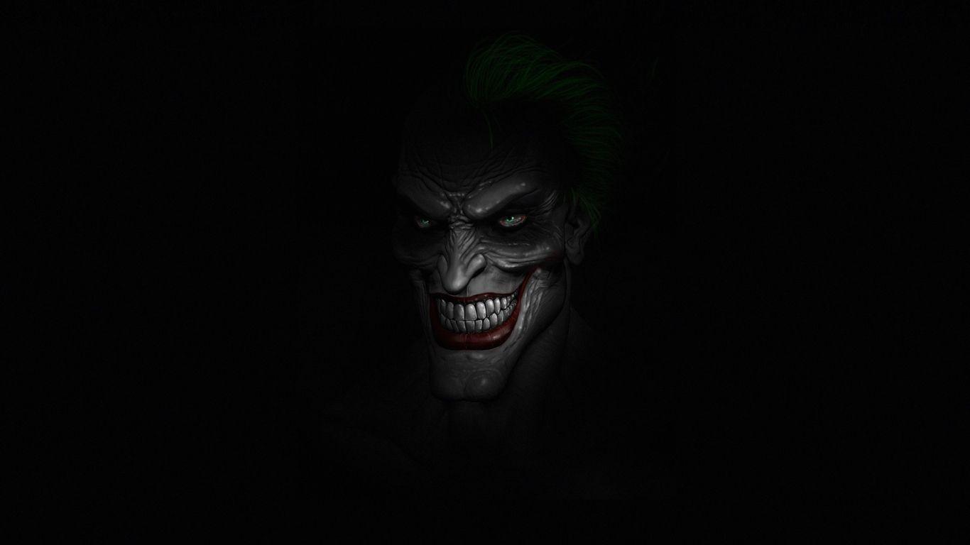 1366x768 Download 1366x768 wallpaper joker's face, dark, minimal, tablet