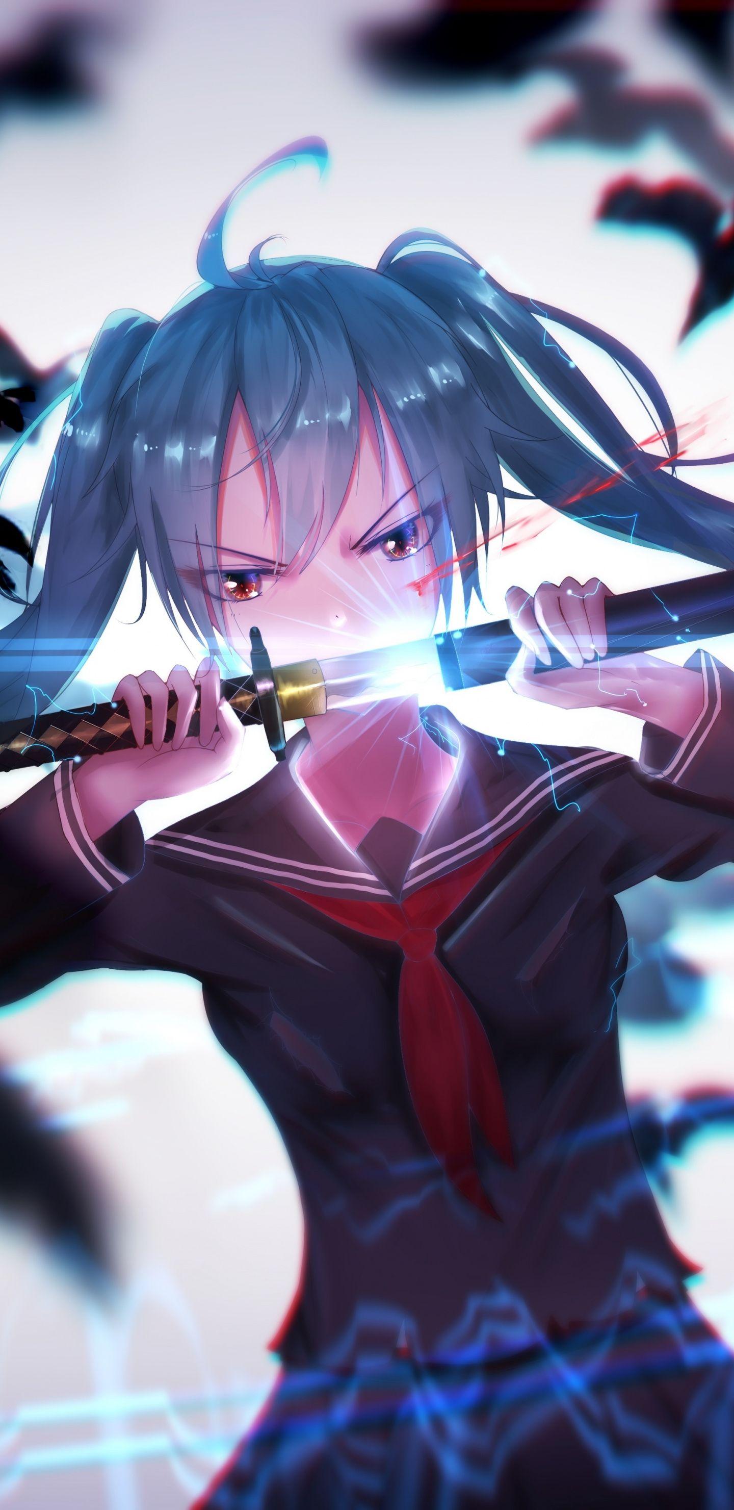 1440x2960 Warrior, angry, Hatsune Miku, art wallpaper. Miku, Hatsune miku, Hatsune