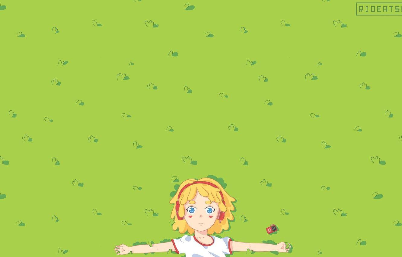 1332x850 Photo Wallpaper Green, Kawaii, Music, Girl, Japan, Kawaii Wallpaper Music Wallpaper & Background Download