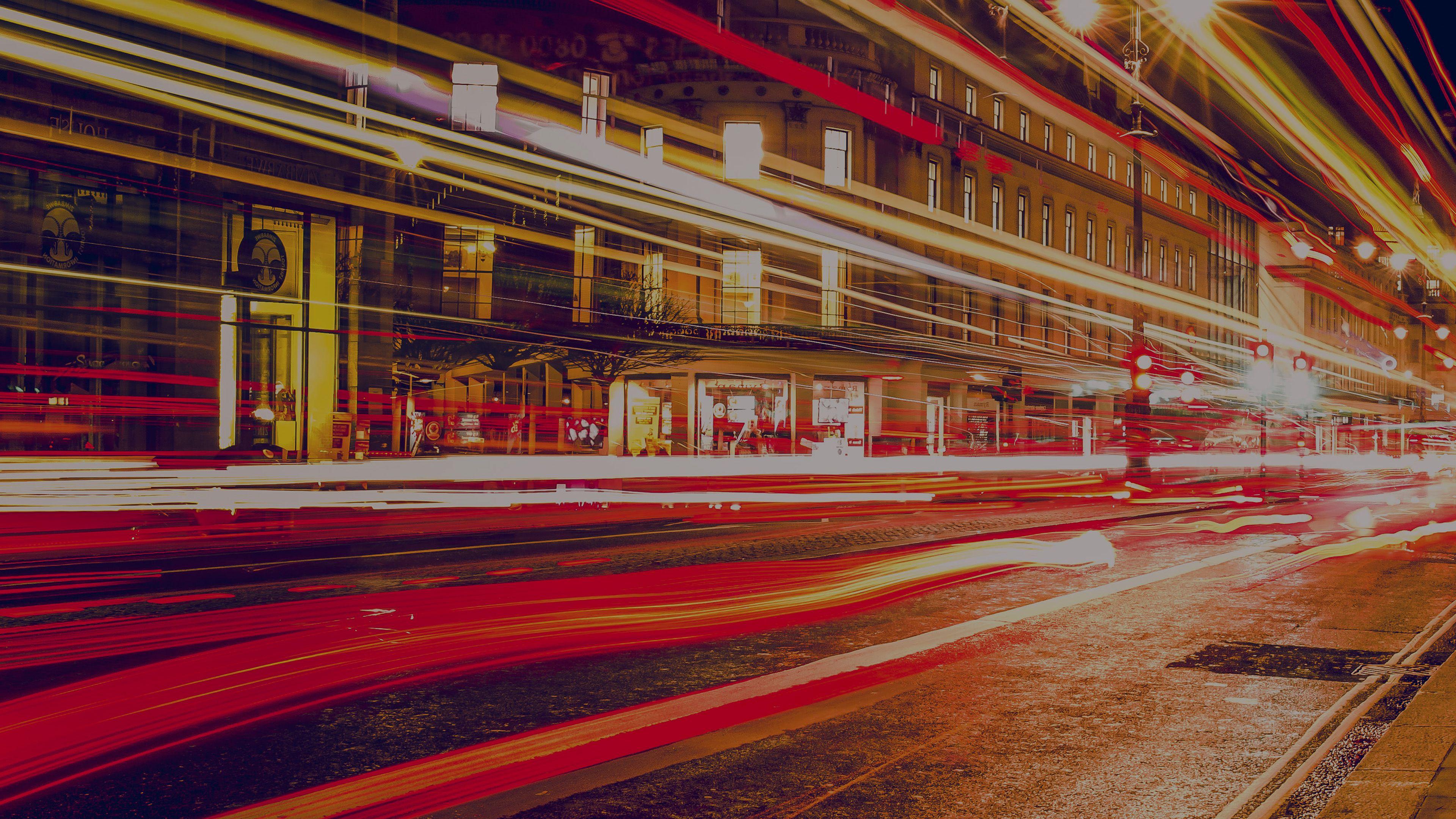 3840x2160 London City Car Lights Night Bokeh Dark Wallpaper