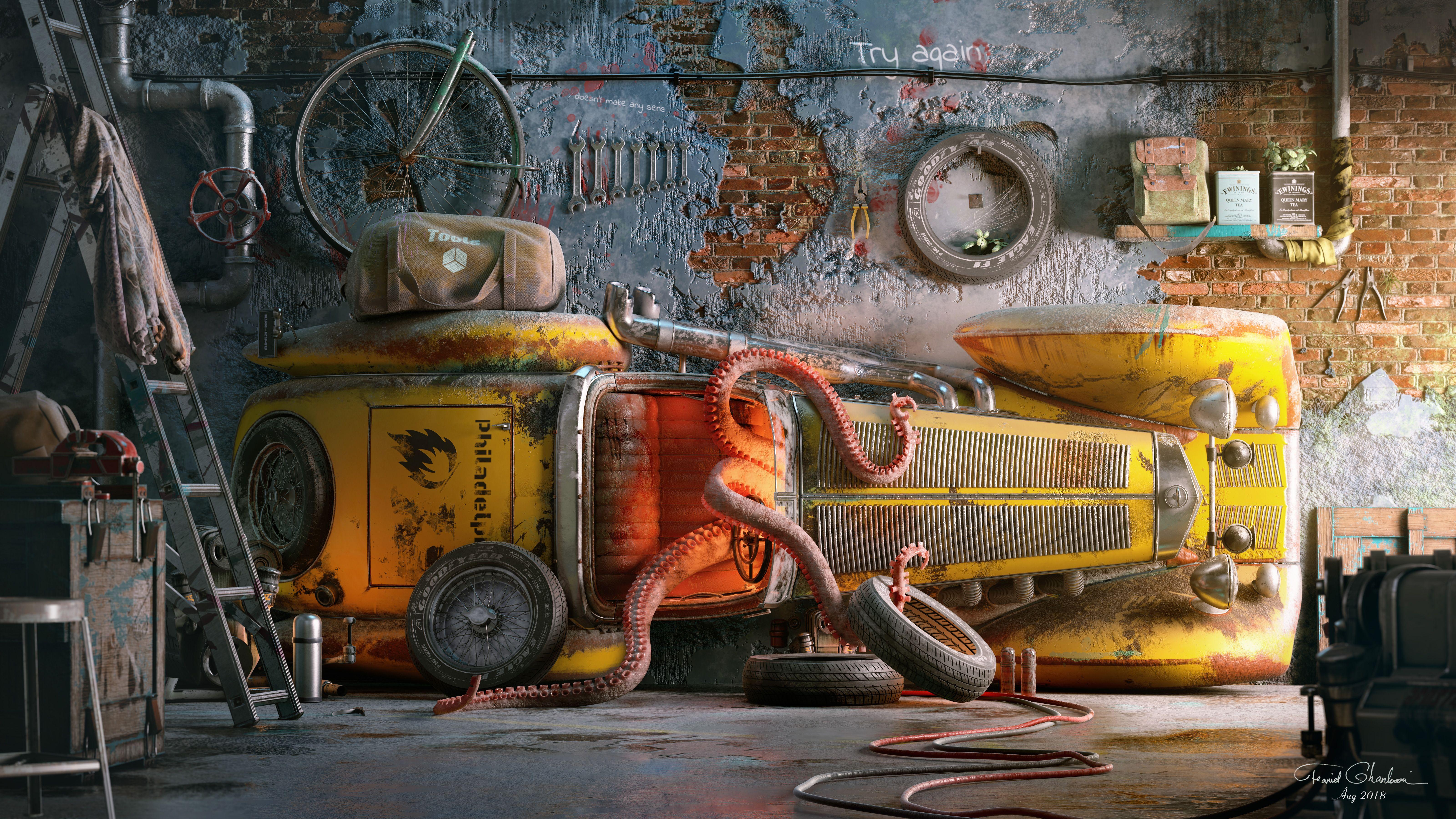 6400x3600 Mercedes Vintage Car Rebuild Environments 5k Laptop Full