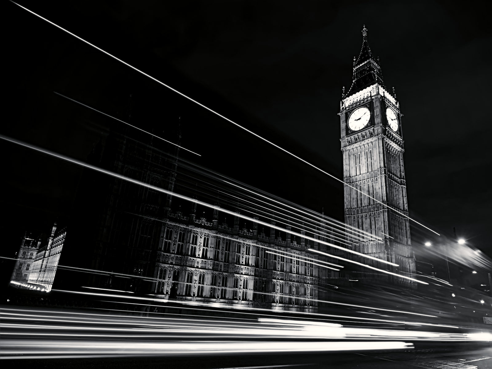 1600x1200 Black and White London Clock Tower wallpaper