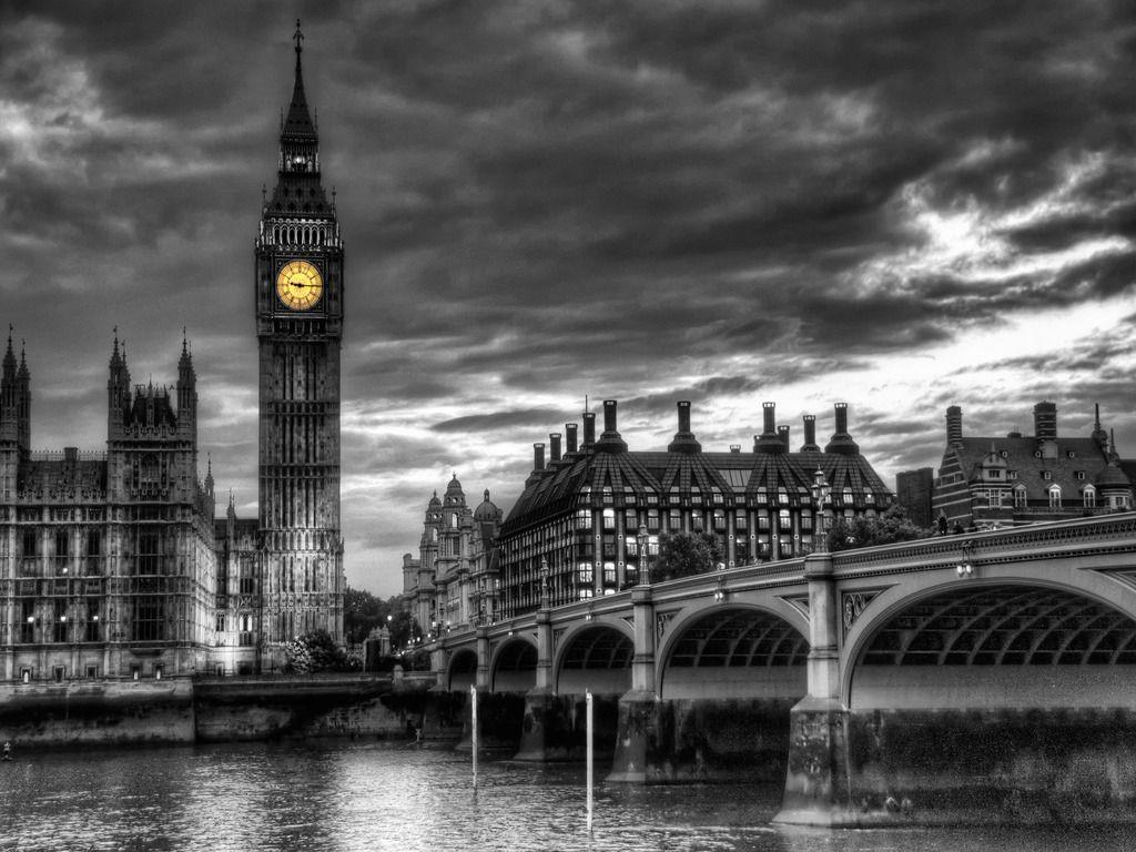 1024x768 London's Big Ben in black and white. #bigben #clocktower #london
