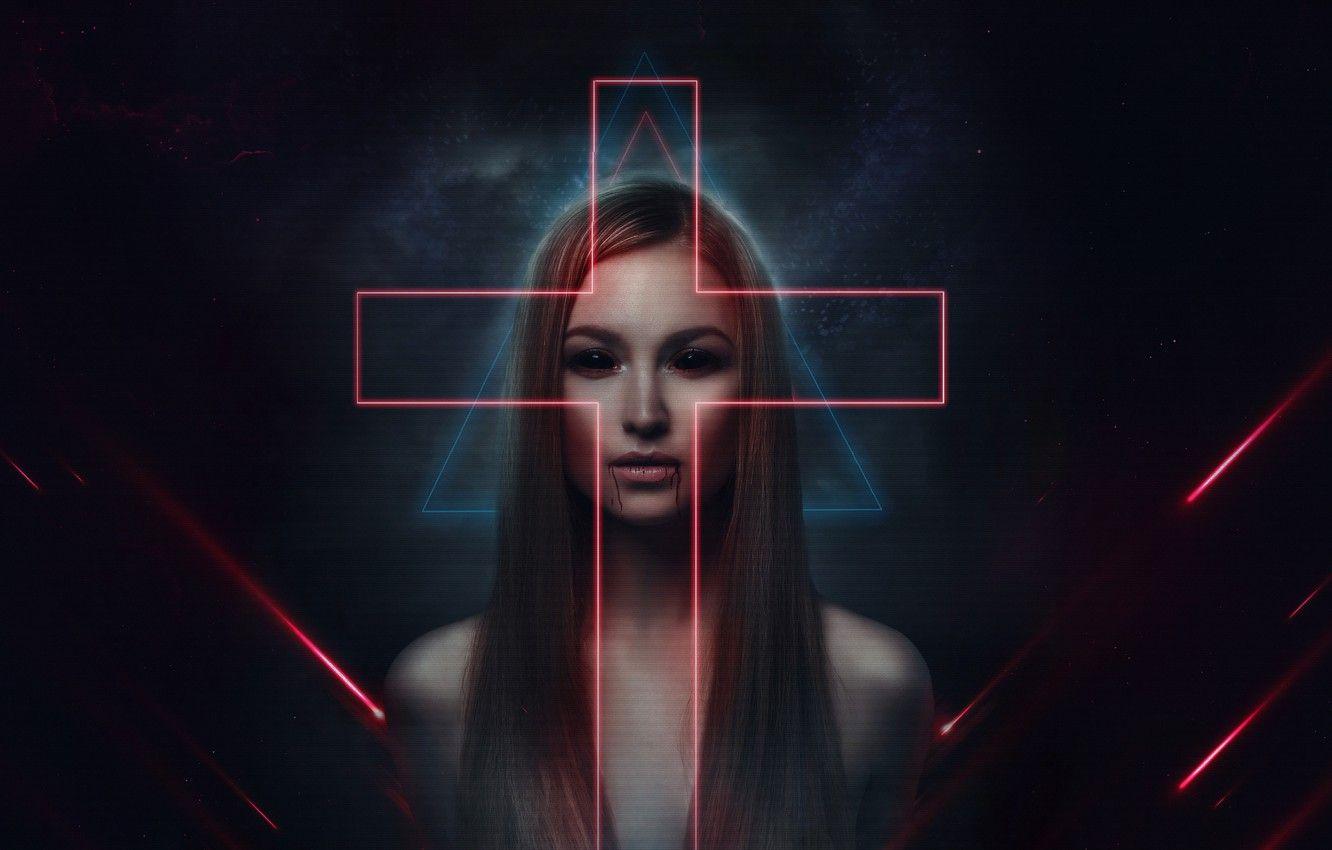 1332x850 Wallpaper Music, Look, Cross, Style, Girl, Dark, Background