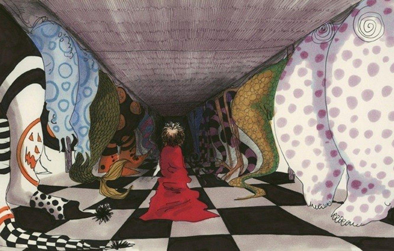 1332x850 Wallpaper loneliness, fear, feet, boy, Tim Burton image