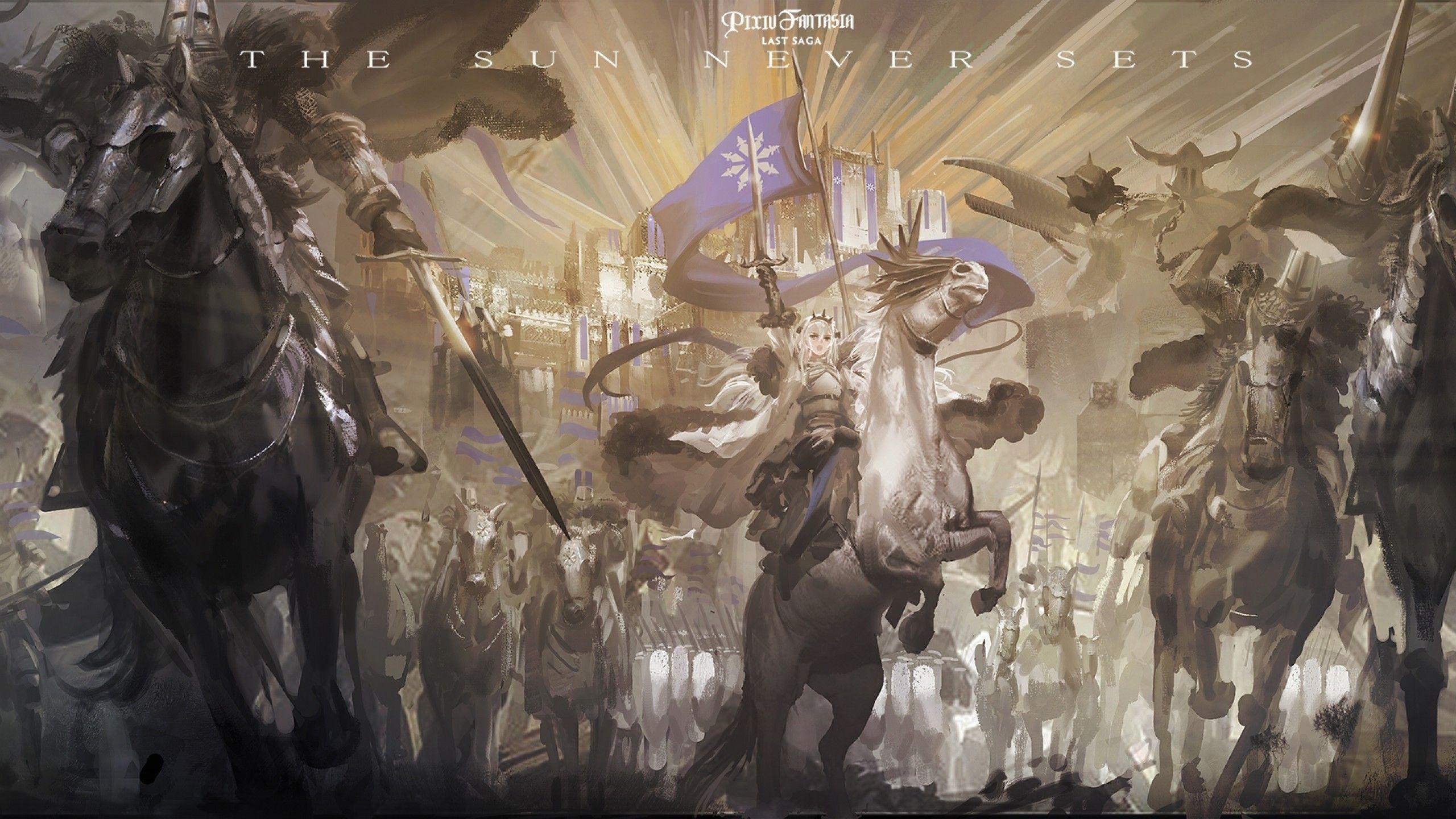 2560x1440 Download 2560x1440 Anime Knights, Medieval, War, Horses, Armor