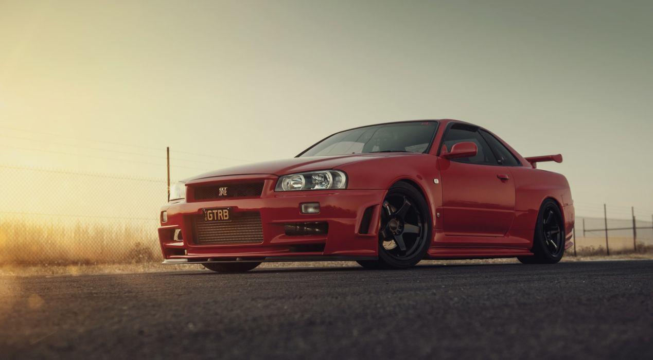 1269x700 Car Nissan Nissan Skyline R34 Red Car Sport Car Vehicle wallpaper