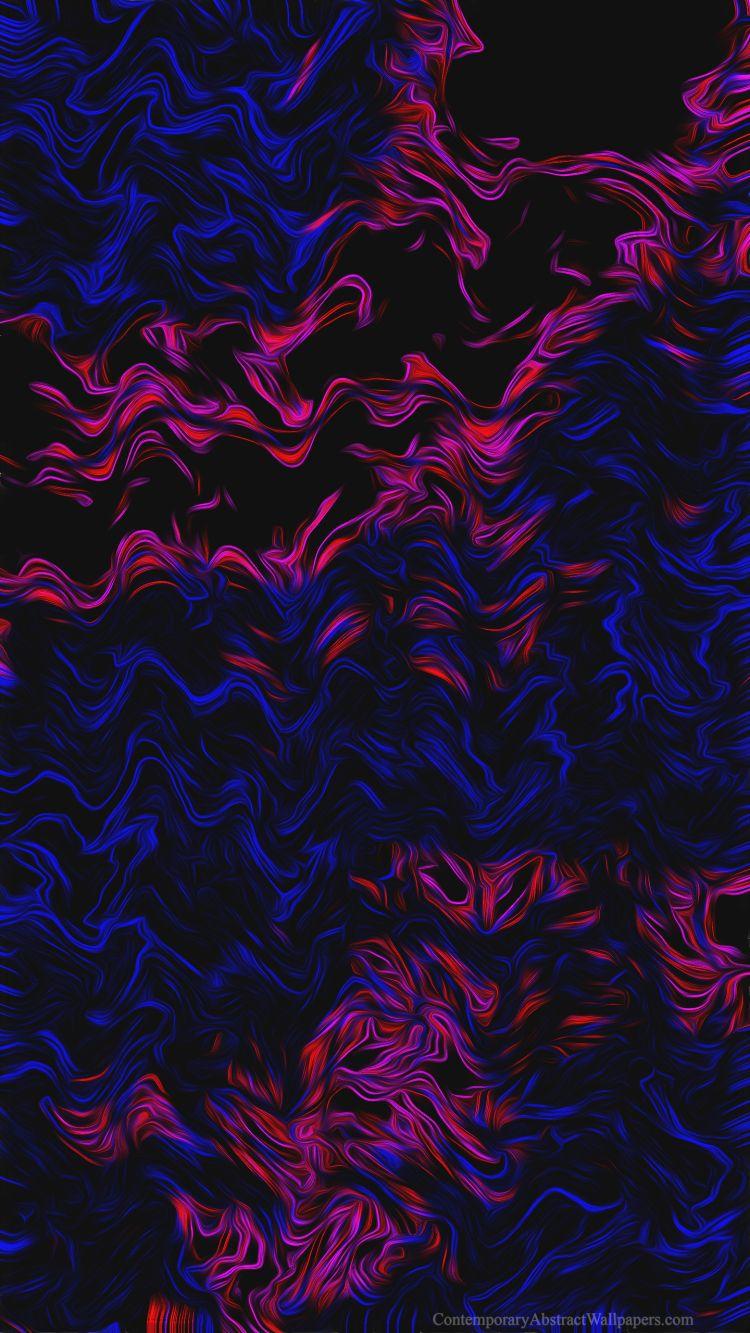 750x1333 Oil Waves. Contemporary Abstract Wallpaper
