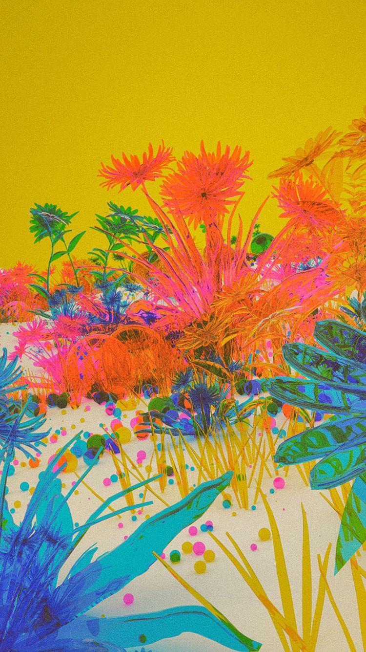 750x1334 Flower Art Neon Illustration Art