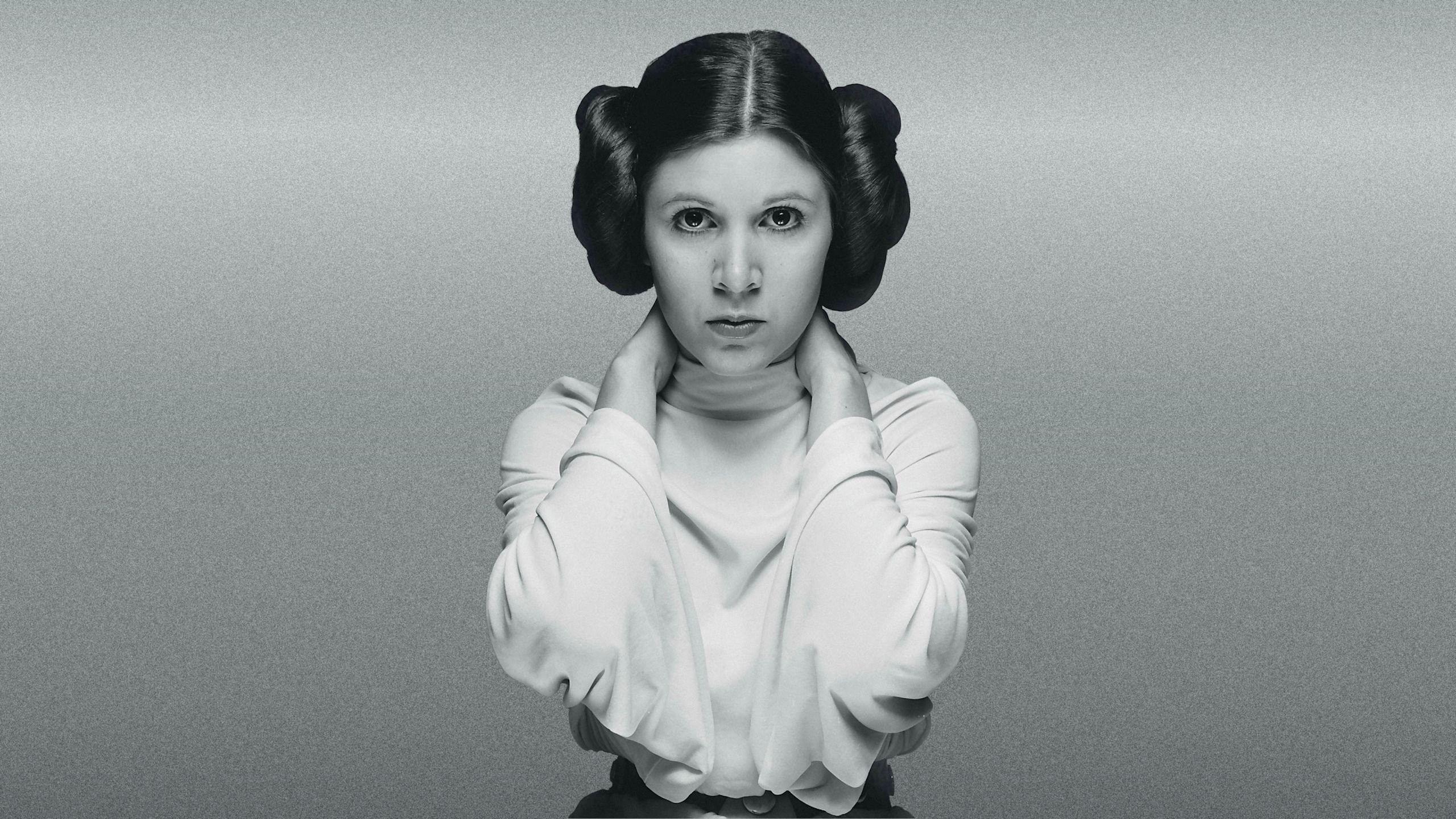 2560x1440 women Leia Organa Carrie Fisher #monochrome #deceased K
