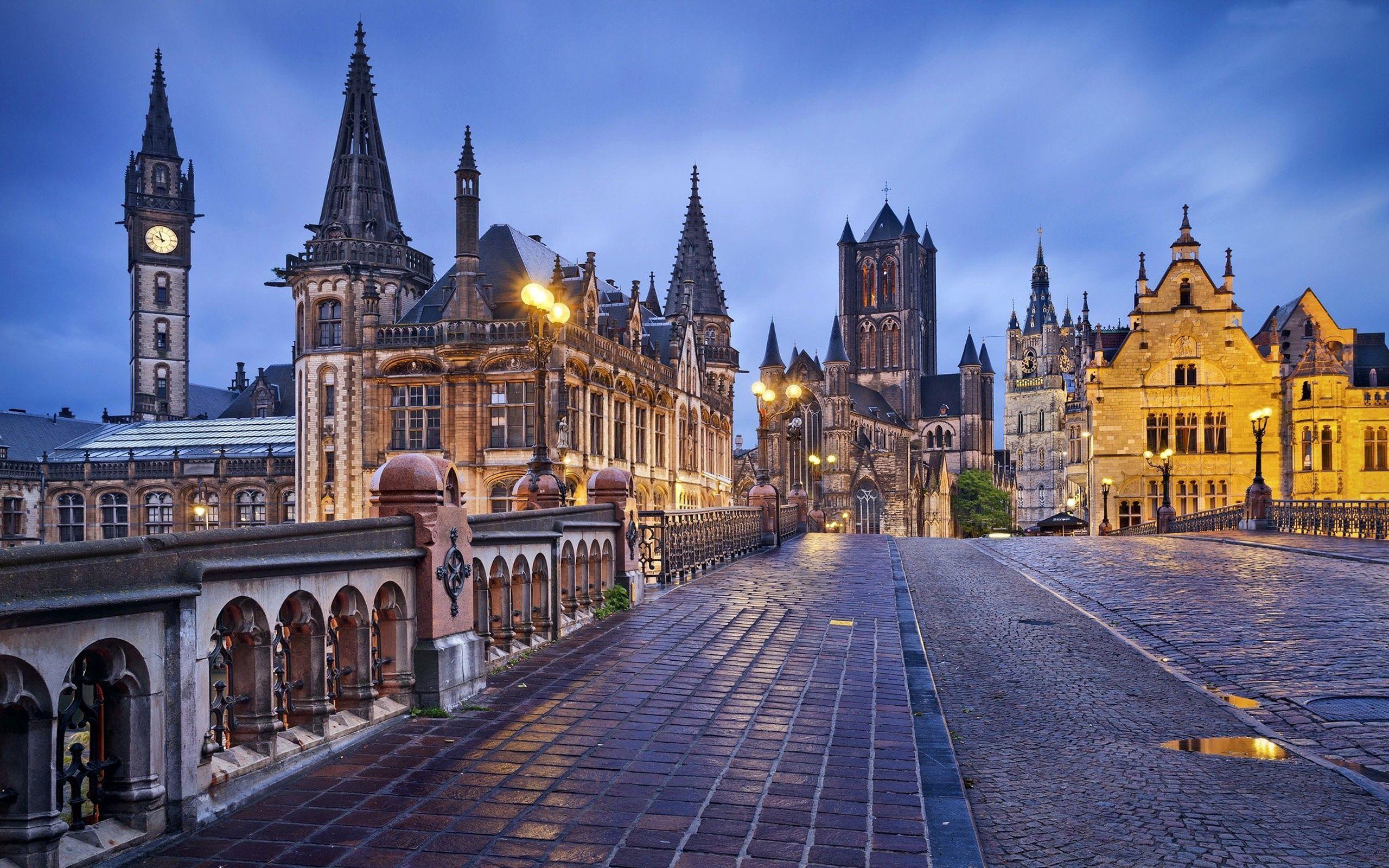 2560x1600 Ghent Belgium City' Gothic Style Of Architecture Desktop