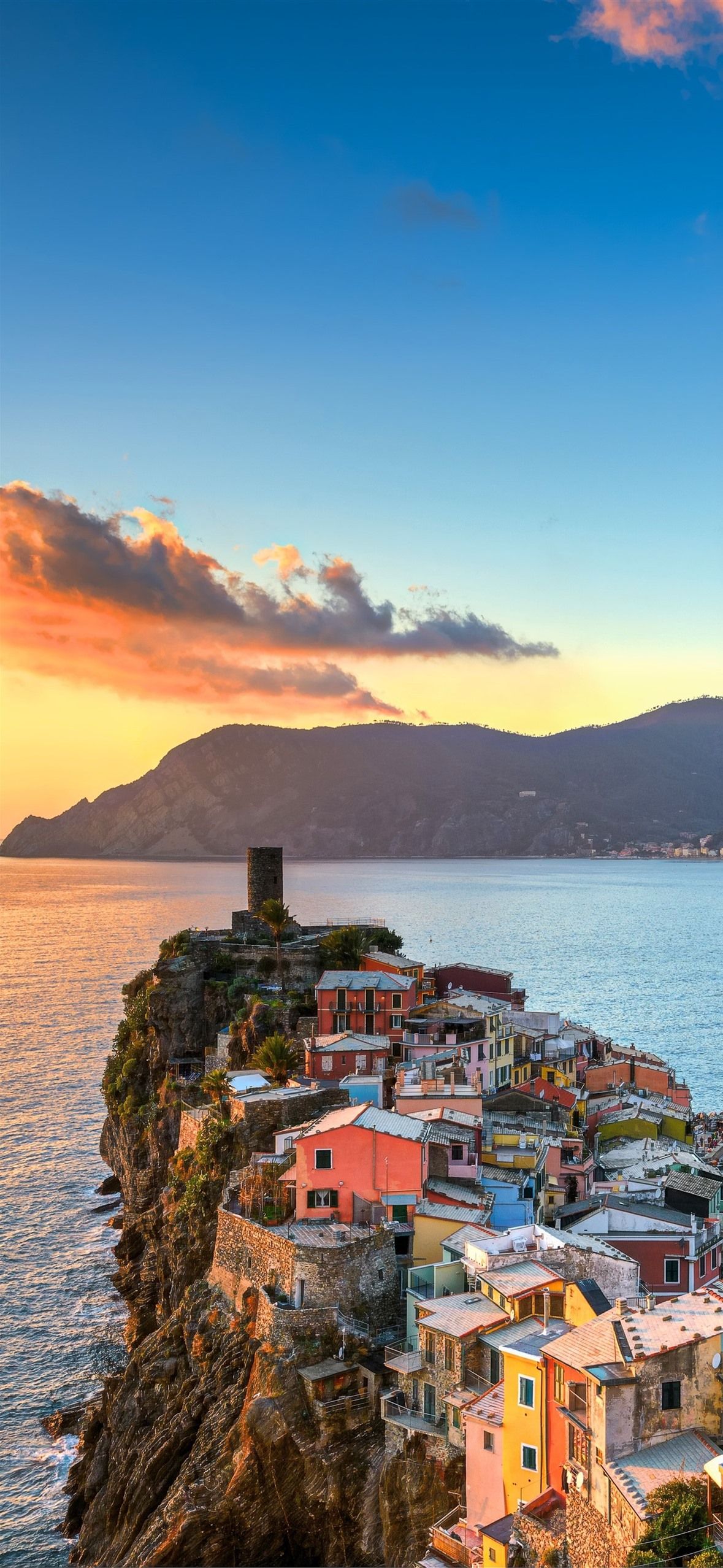 1179x2556 Italy, Cinque Terre, Ligurian Sea, Beautiful Village, Mountains, Sunset 1206x2622 IPhone 16 17 Pro Wallpaper, Background, Picture, Image