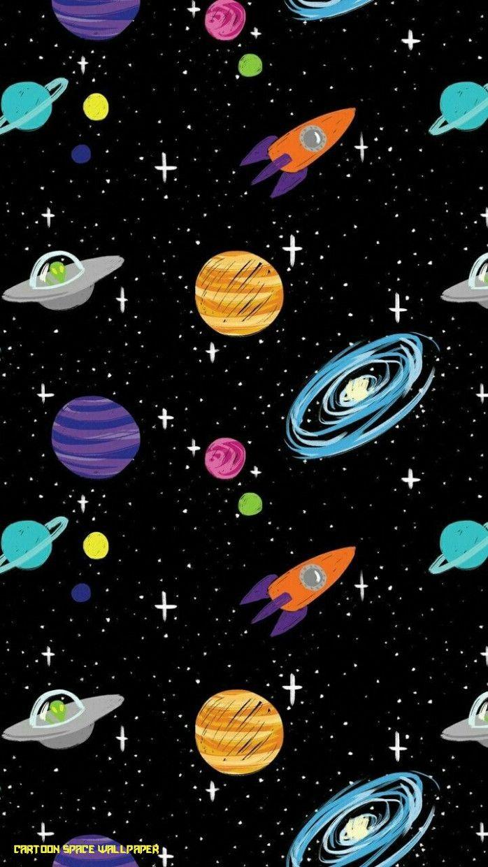 698x1240 Space Cartoon Aliens Rocket Ships Planets Galaxy IPhone Wallpaper