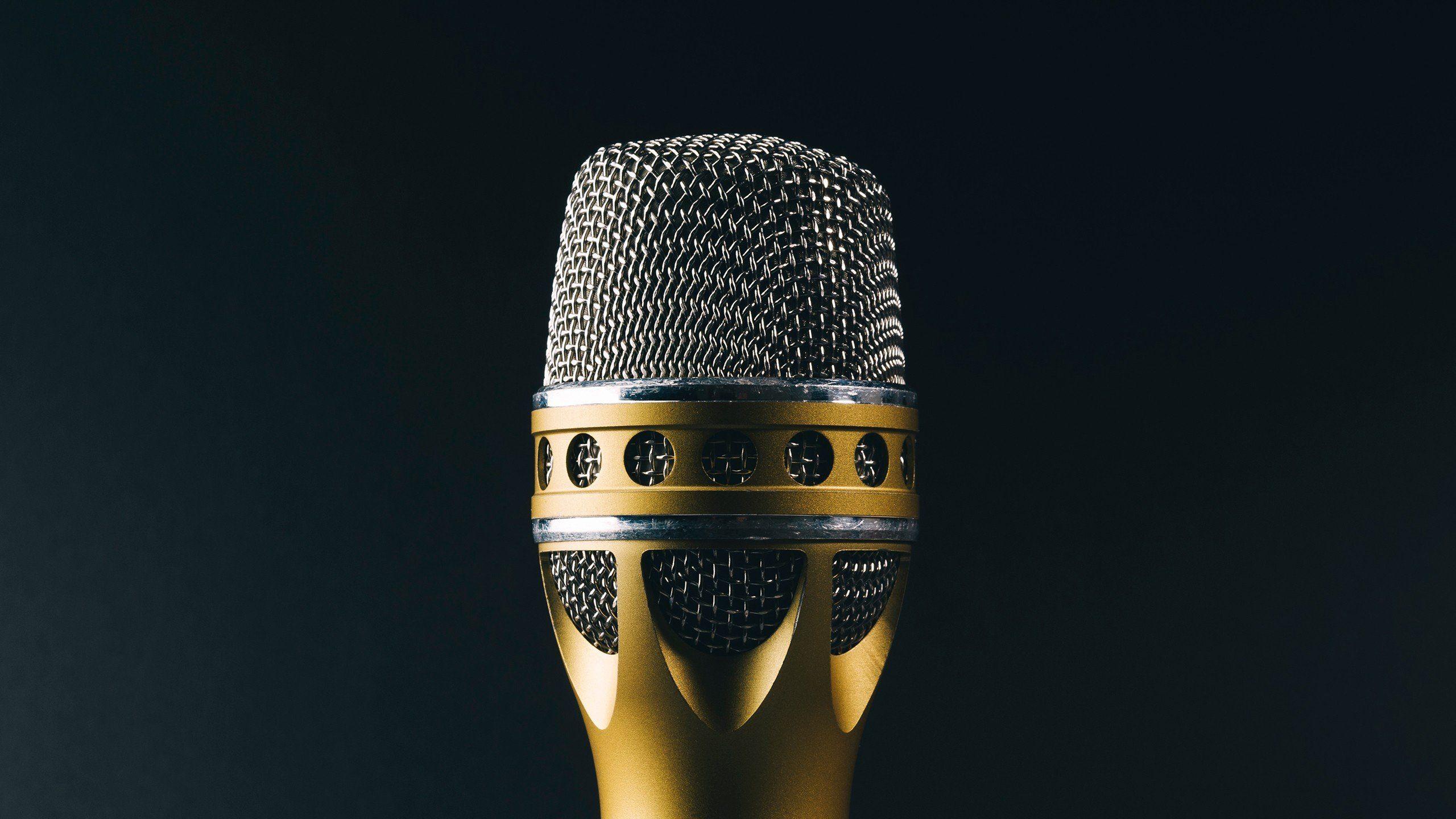 2560x1440 microphone, Music, Gold, Silver HD Wallpaper / Desktop and Mobile